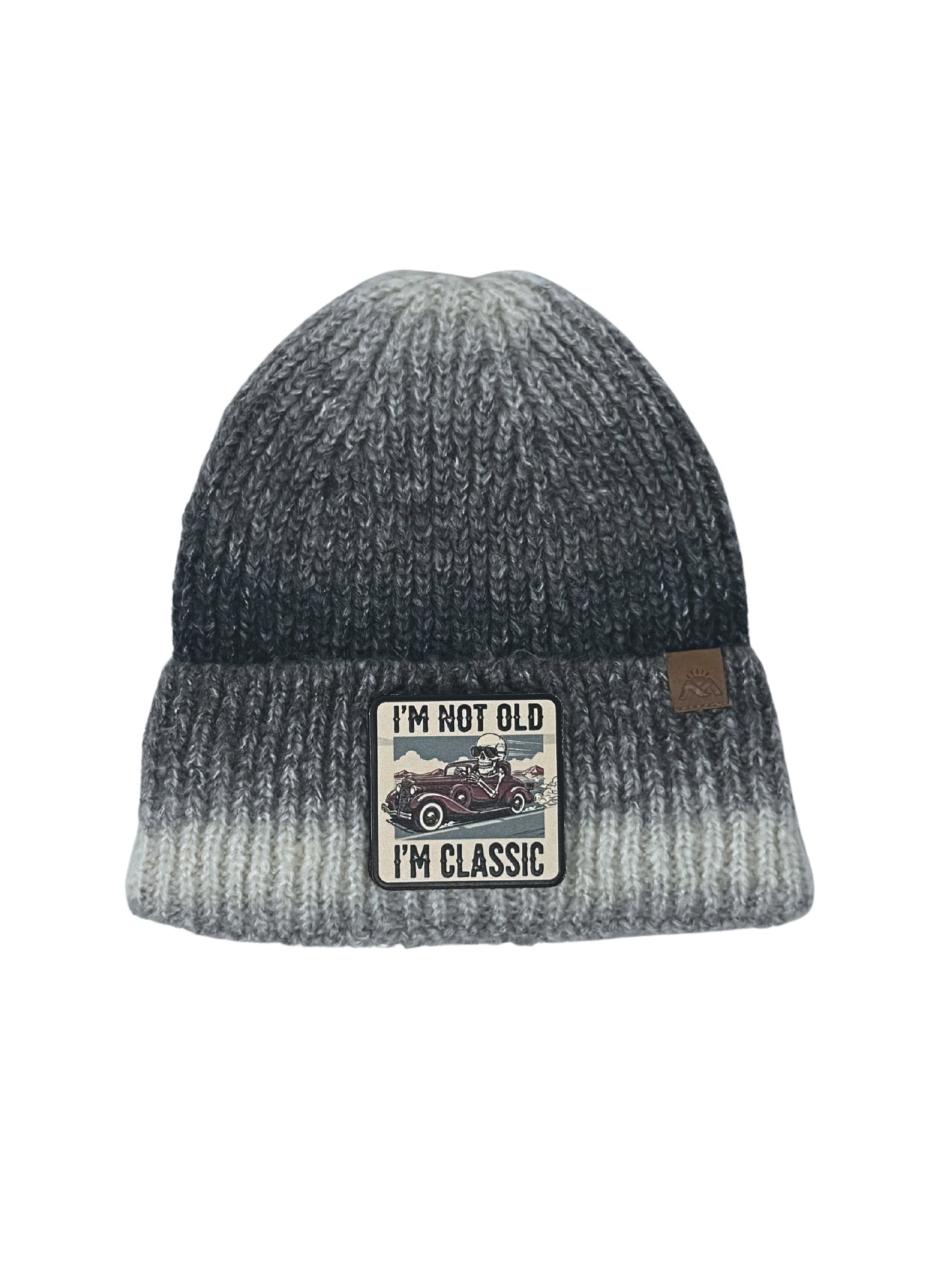 I am Classic | Embossed Removable Patch Beanie - Wool Blend, Soft, Warm, One Size Fits Most