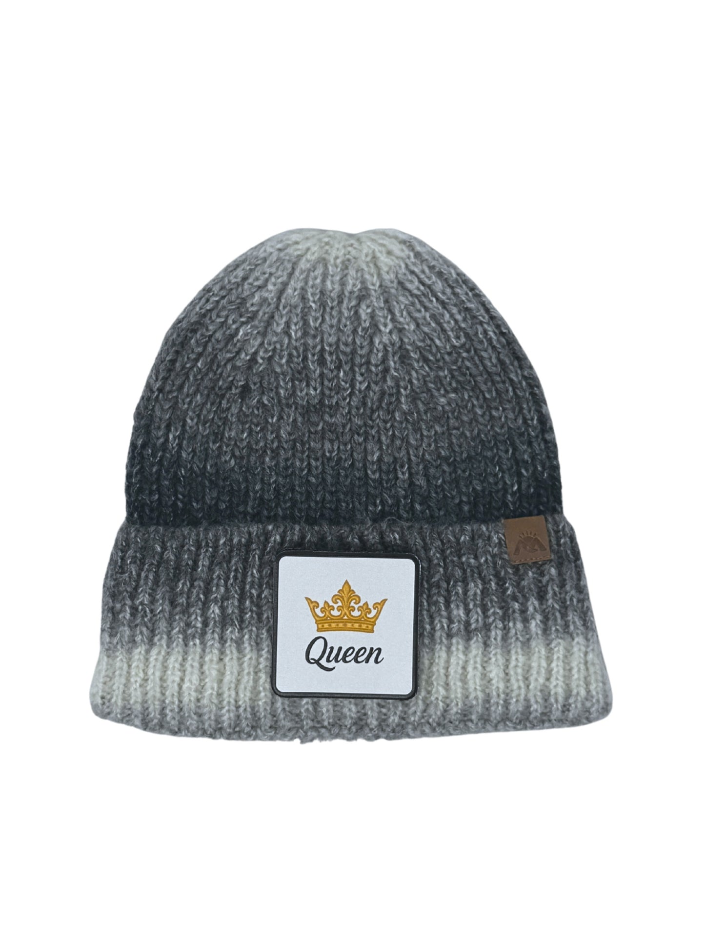 Queen | Embossed Removable Crown Patch Beanie - Wool Blend, Soft, Warm, One Size Fits Most