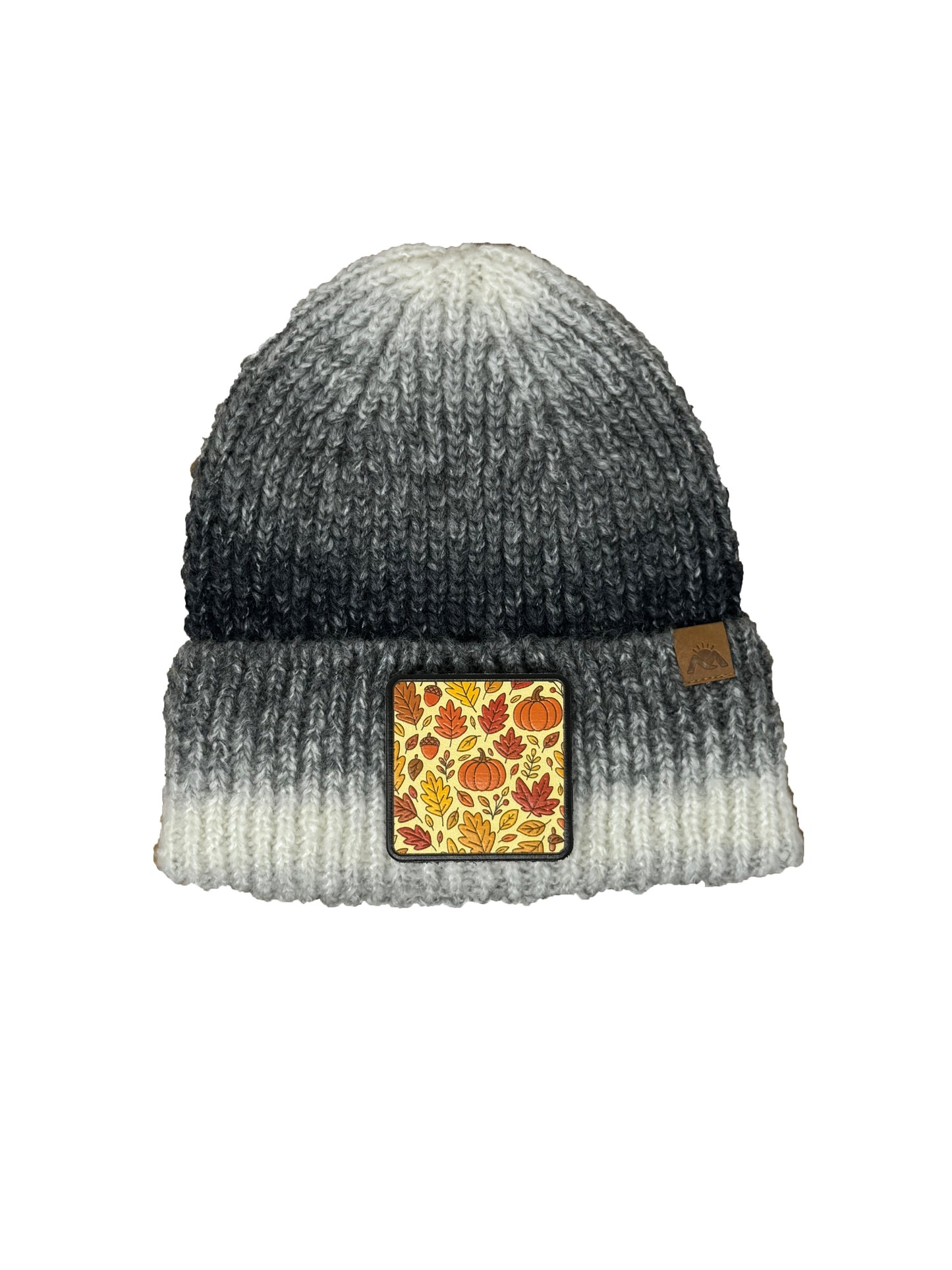 Autumn Vibes | Embossed Removable Fall Patch Beanie - Wool Blend, Soft, Warm, One Size Fits All