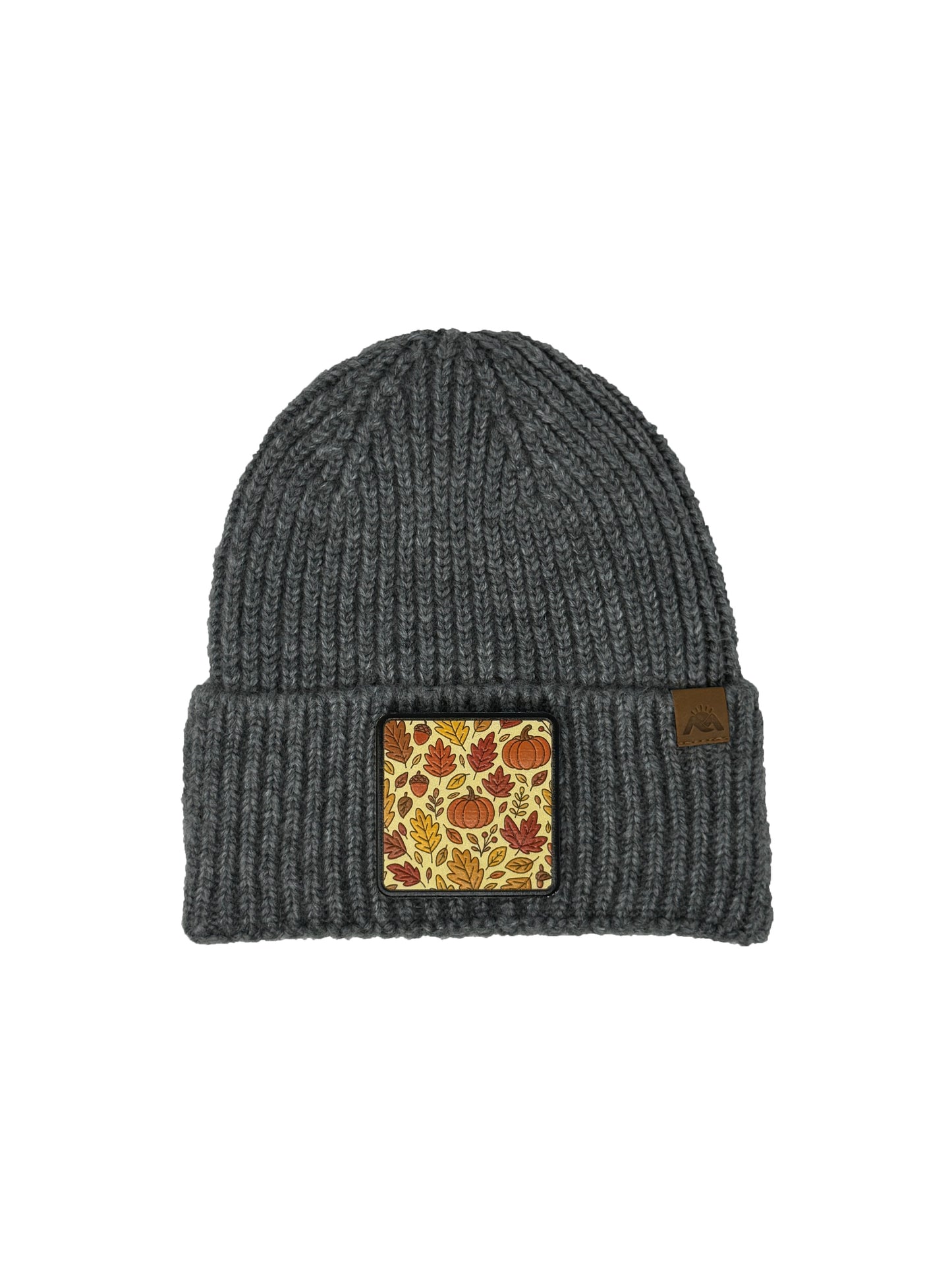 Autumn Vibes | Embossed Removable Fall Patch Beanie - Wool Blend, Soft, Warm, One Size Fits All