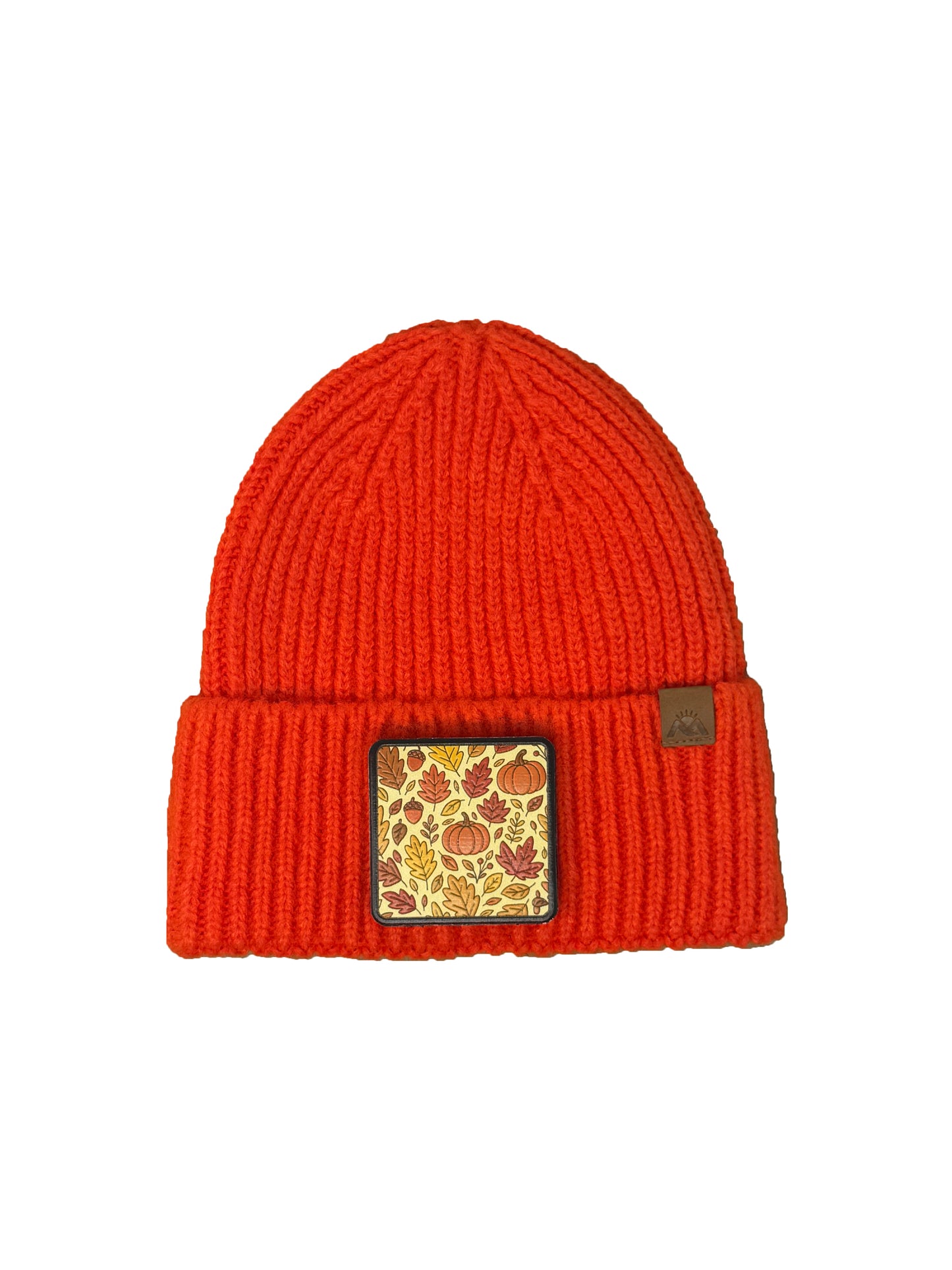 Autumn Vibes | Embossed Removable Fall Patch Beanie - Wool Blend, Soft, Warm, One Size Fits All