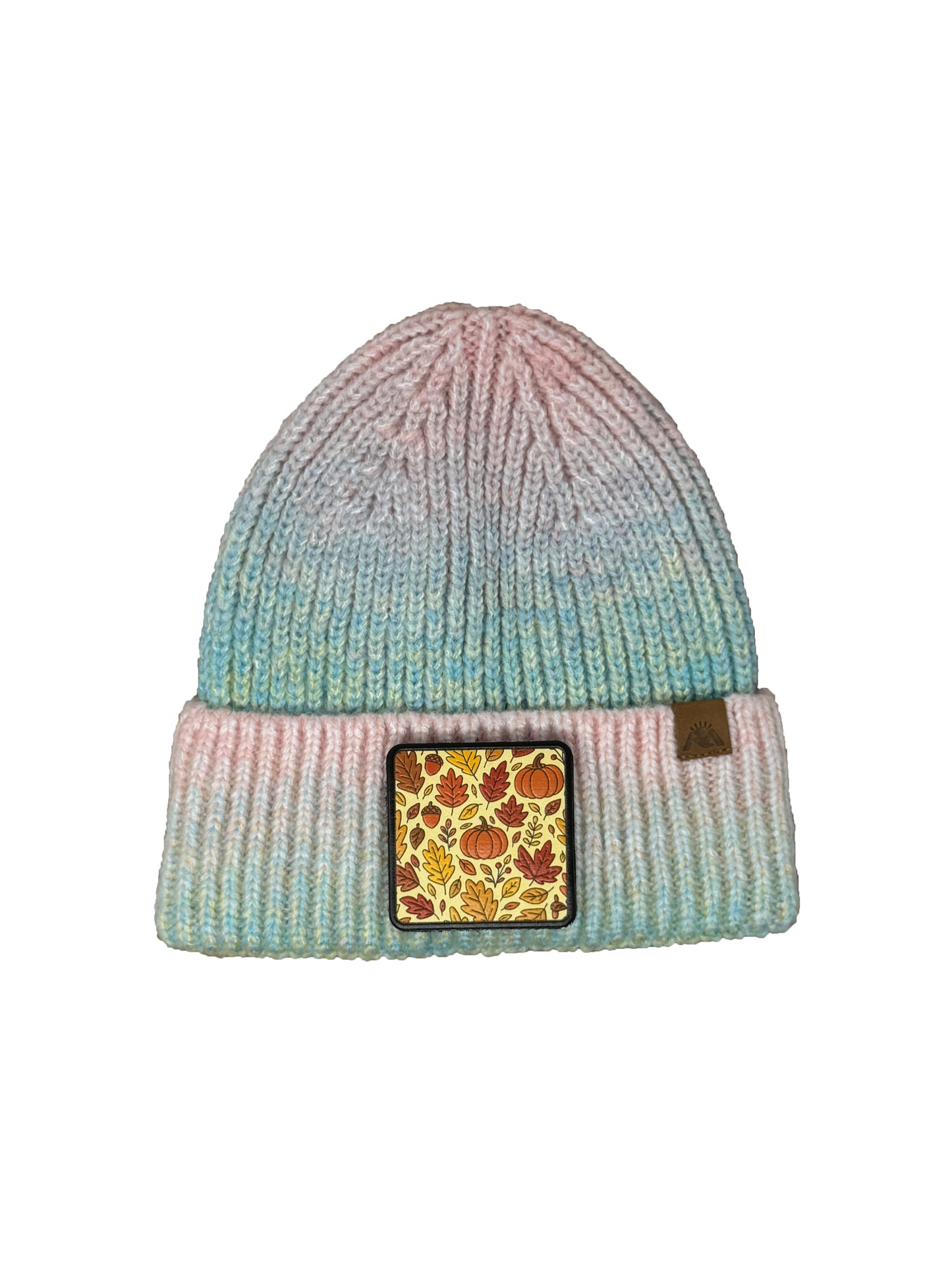 Autumn Vibes | Embossed Removable Fall Patch Beanie - Wool Blend, Soft, Warm, One Size Fits All