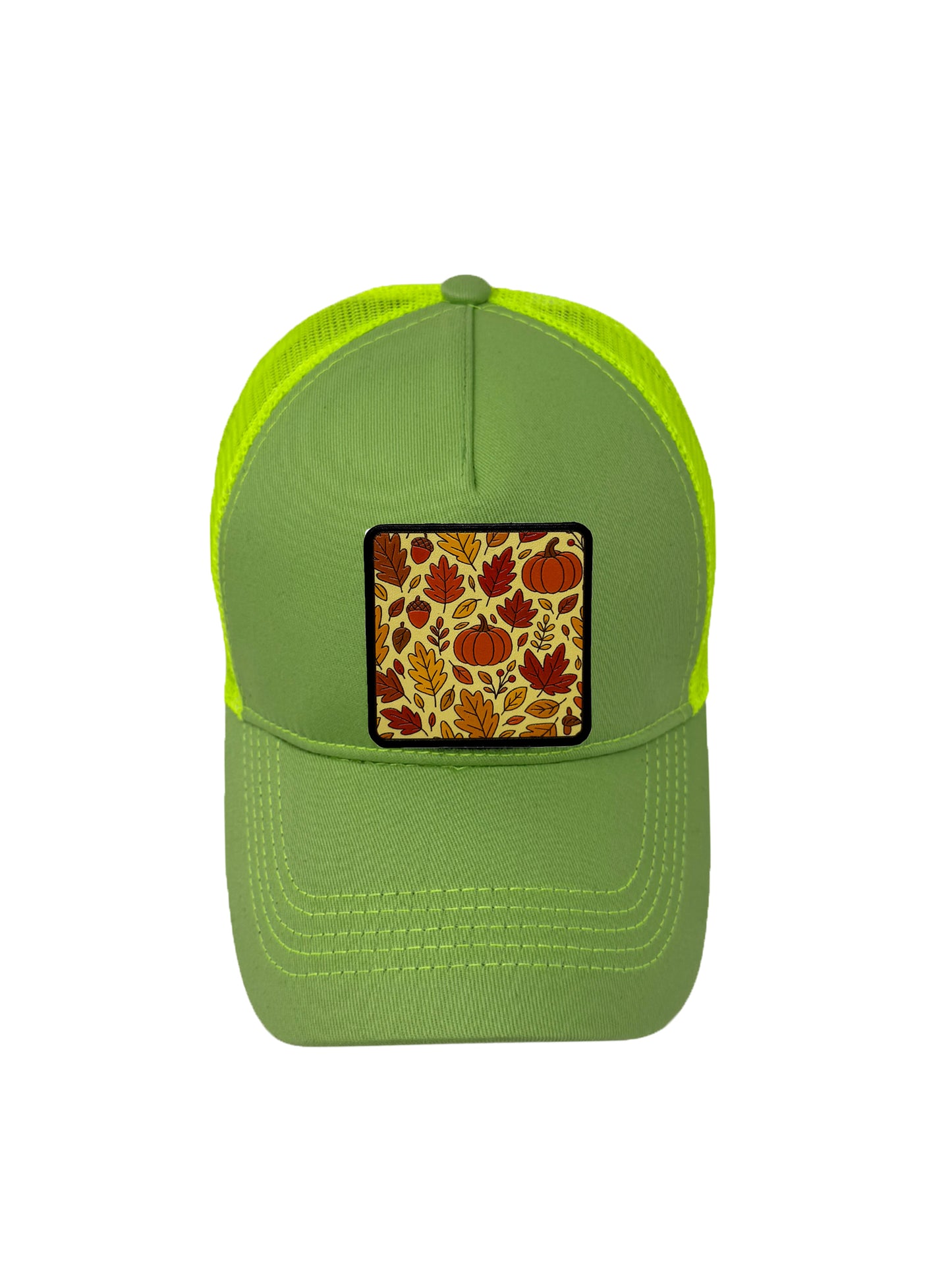 Autumn Vibes | Embossed Removable Fall Patch Trucker Hat – Adjustable Snapback, Breathable Mesh, One Size Fits Most