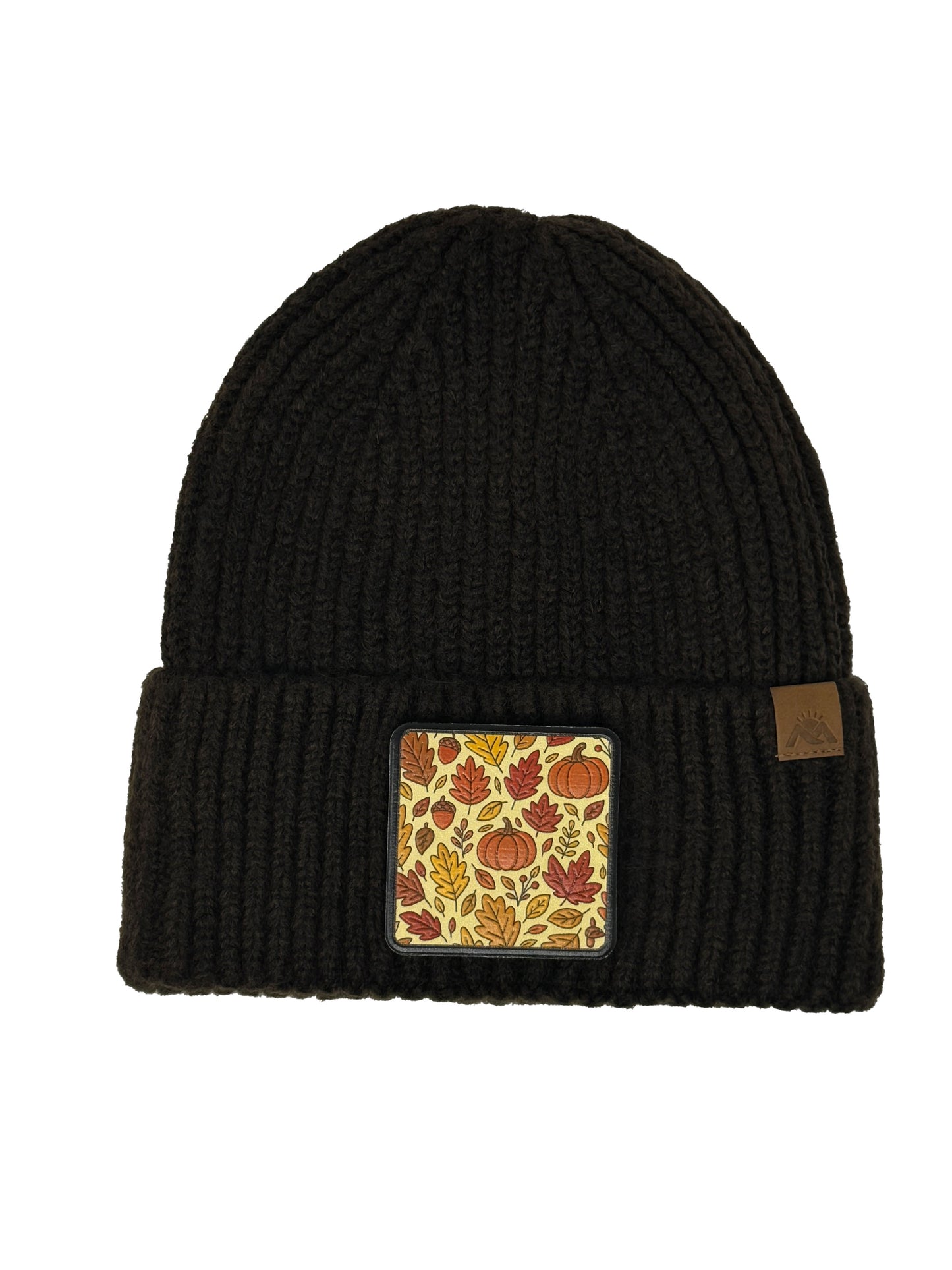 Autumn Vibes | Embossed Removable Fall Patch Beanie - Wool Blend, Soft, Warm, One Size Fits All