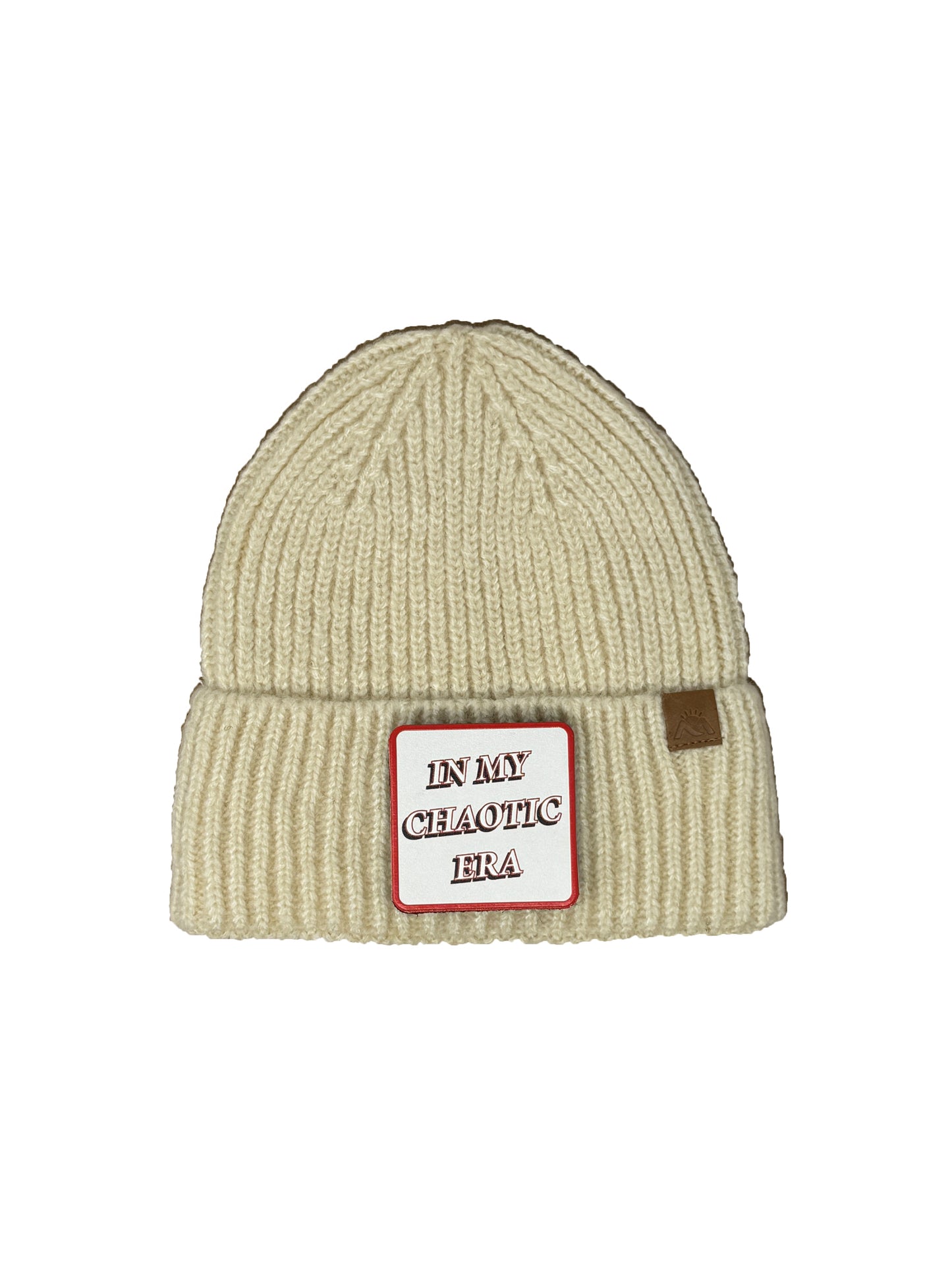 In My Chaotic Era | Embossed Removable Patch Beanie - Wool Blend, Soft, Warm, One Size Fits All