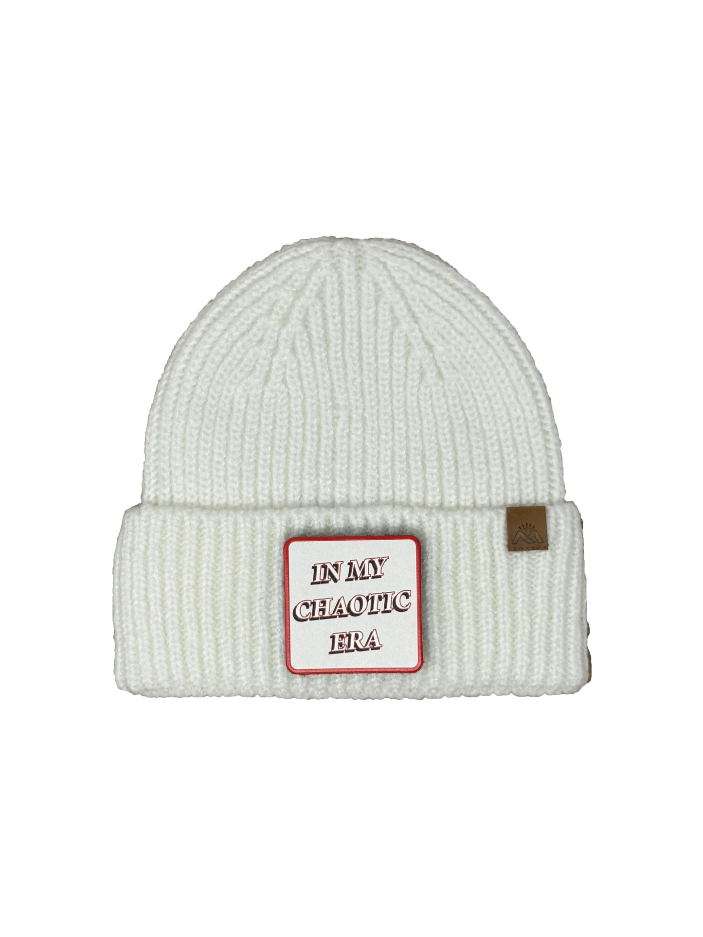 In My Chaotic Era | Embossed Removable Patch Beanie - Wool Blend, Soft, Warm, One Size Fits All