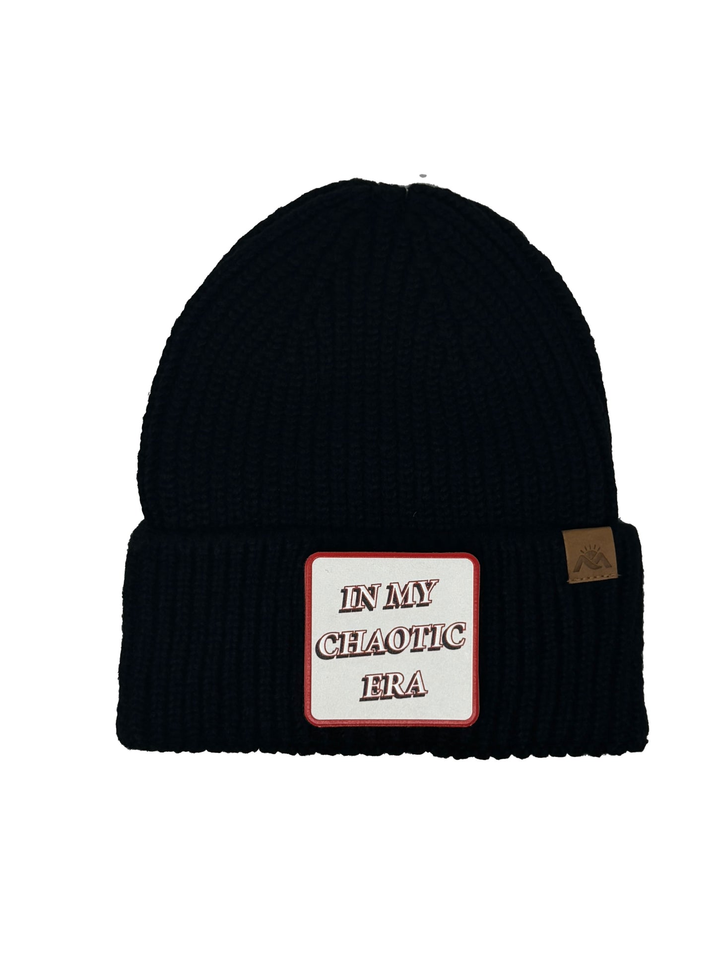 In My Chaotic Era | Embossed Removable Patch Beanie - Wool Blend, Soft, Warm, One Size Fits All