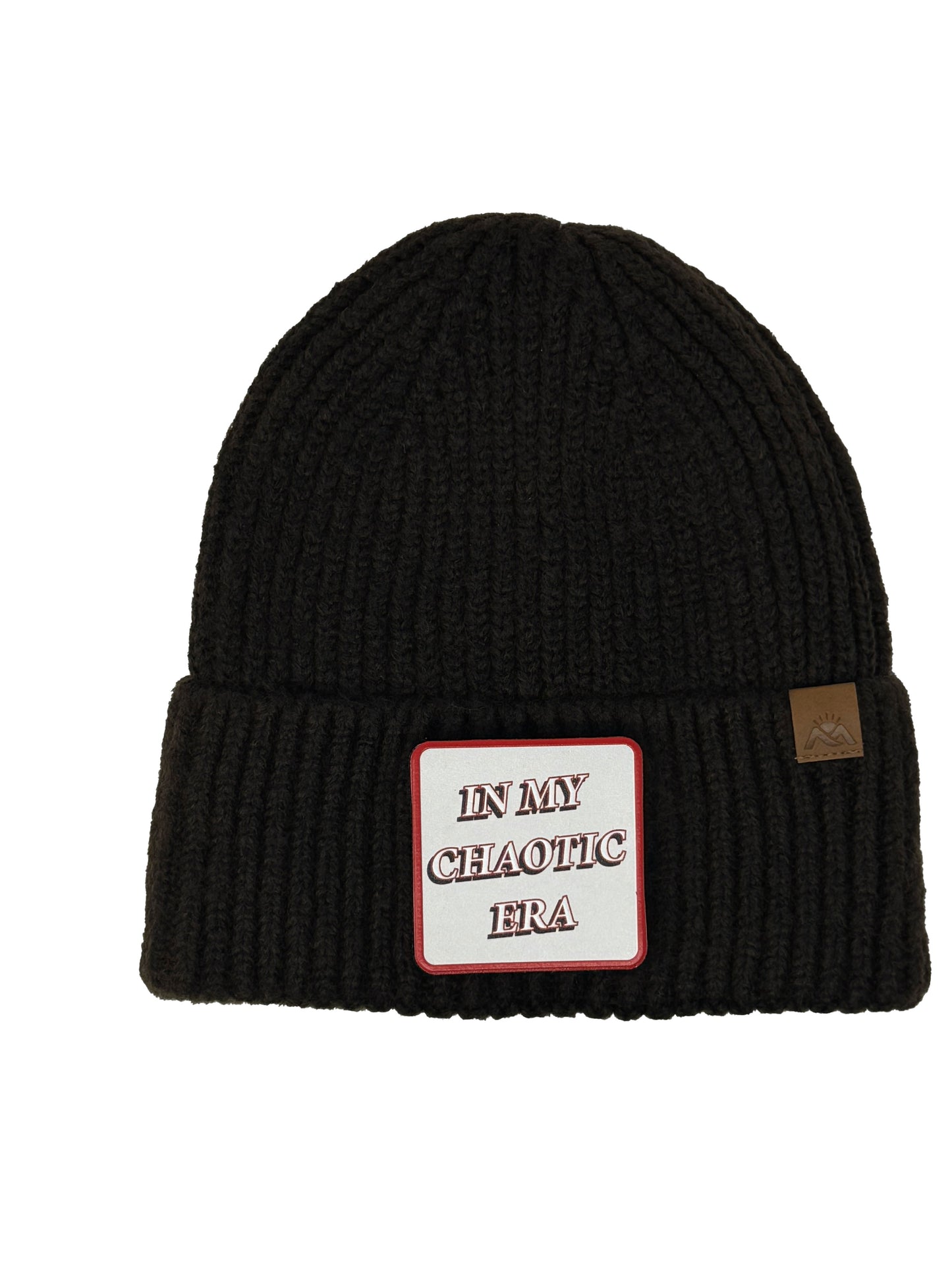 In My Chaotic Era | Embossed Removable Patch Beanie - Wool Blend, Soft, Warm, One Size Fits All