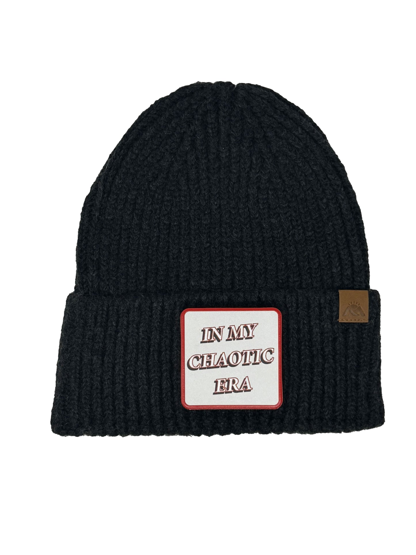 In My Chaotic Era | Embossed Removable Patch Beanie - Wool Blend, Soft, Warm, One Size Fits All