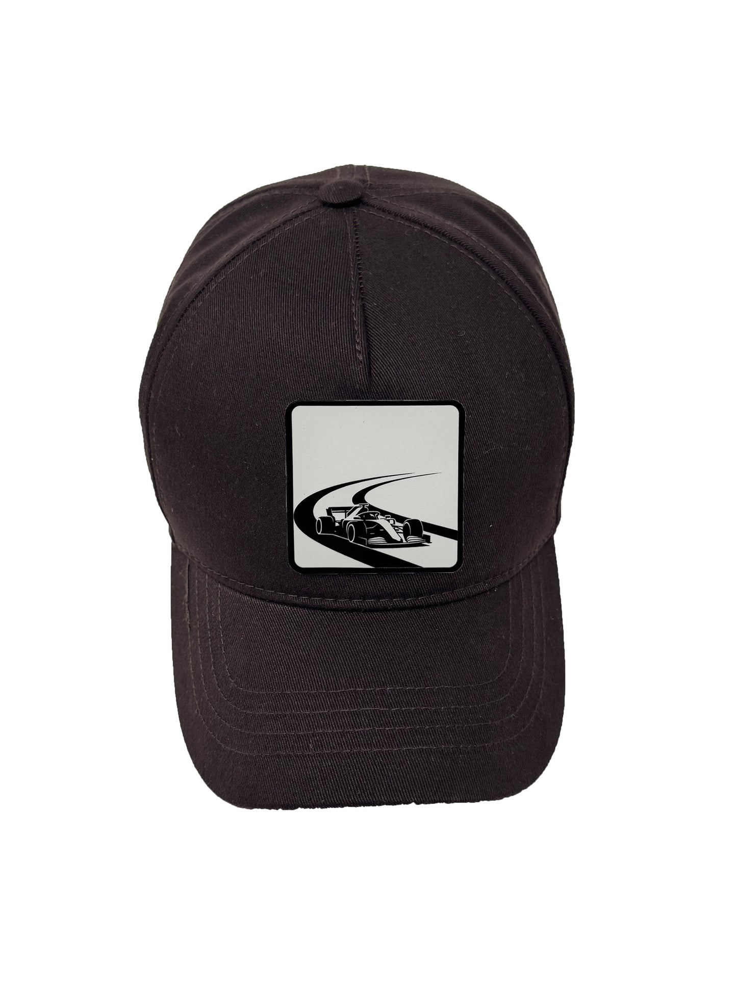 Checkered Flag | Embossed Removable Racing Patch 5 Panel Baseball Hat – %100 Cotton, Adjustable Strapback, Curved Bill , One Size Fits Most