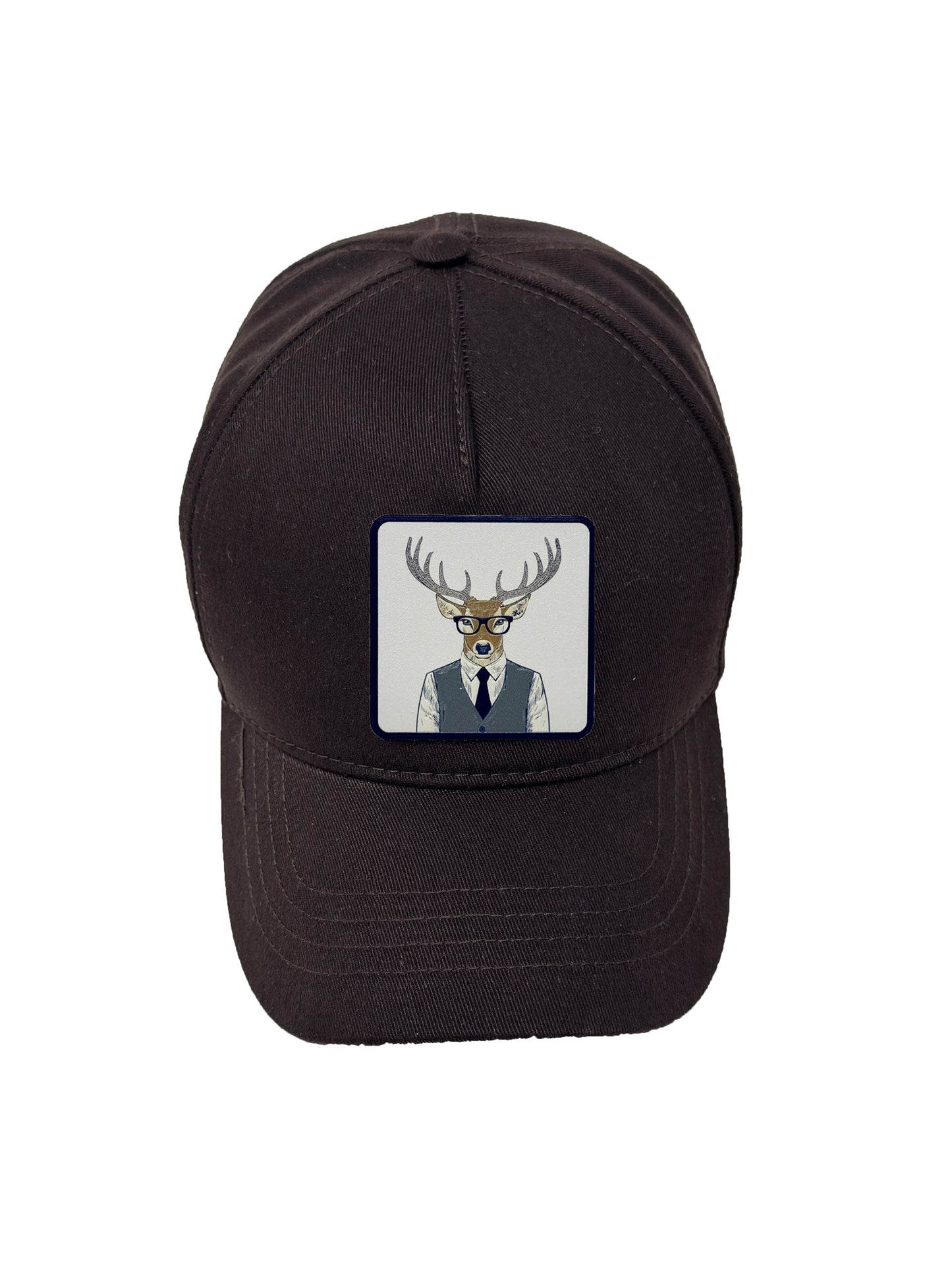 Corporate Reindeer | Embossed Removable Patch 5 Panel Baseball Hat – %100 Cotton, Adjustable Strapback, Curved Bill , One Size Fits Most