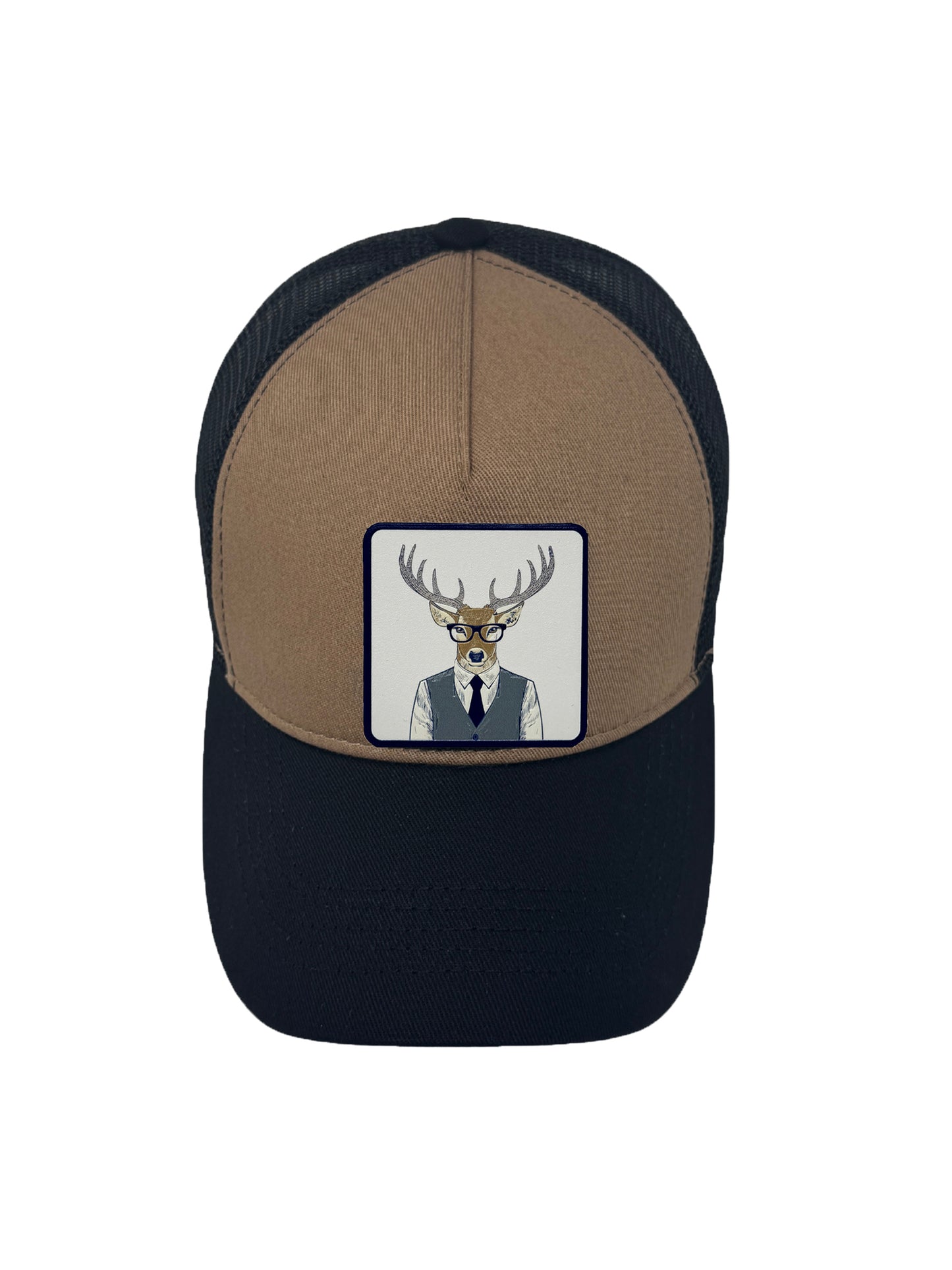 Corporate Reindeer | Embossed Removable Patch Trucker Hat – Adjustable Snapback, Breathable Mesh, One Size Fits Most