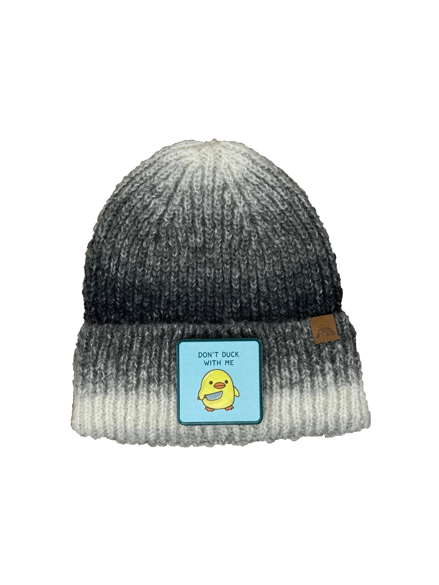 Don't Duck With Me | Embossed Removable Patch Beanie - Wool Blend, Soft, Warm, One Size Fits All