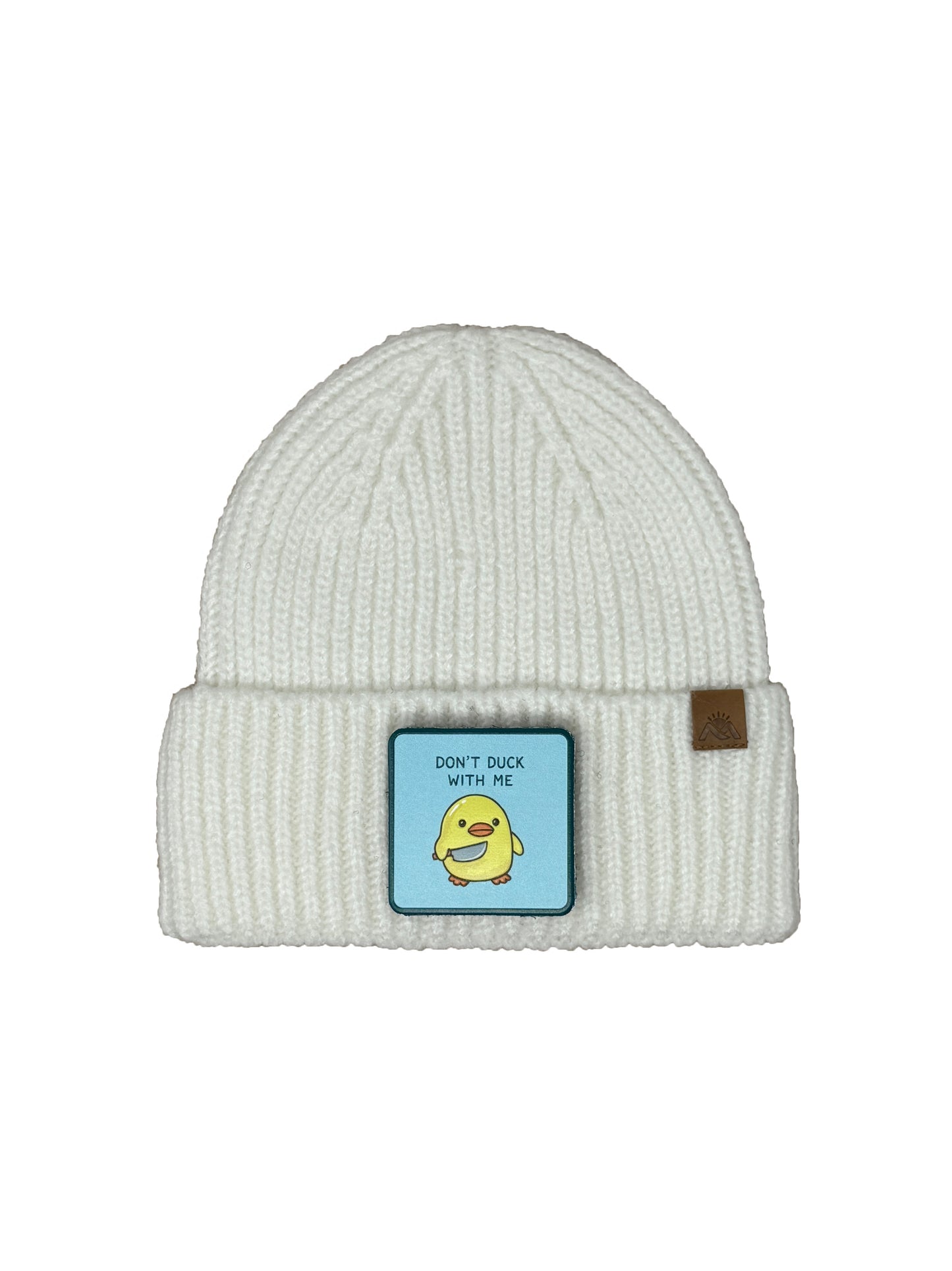 Don't Duck With Me | Embossed Removable Patch Beanie - Wool Blend, Soft, Warm, One Size Fits All