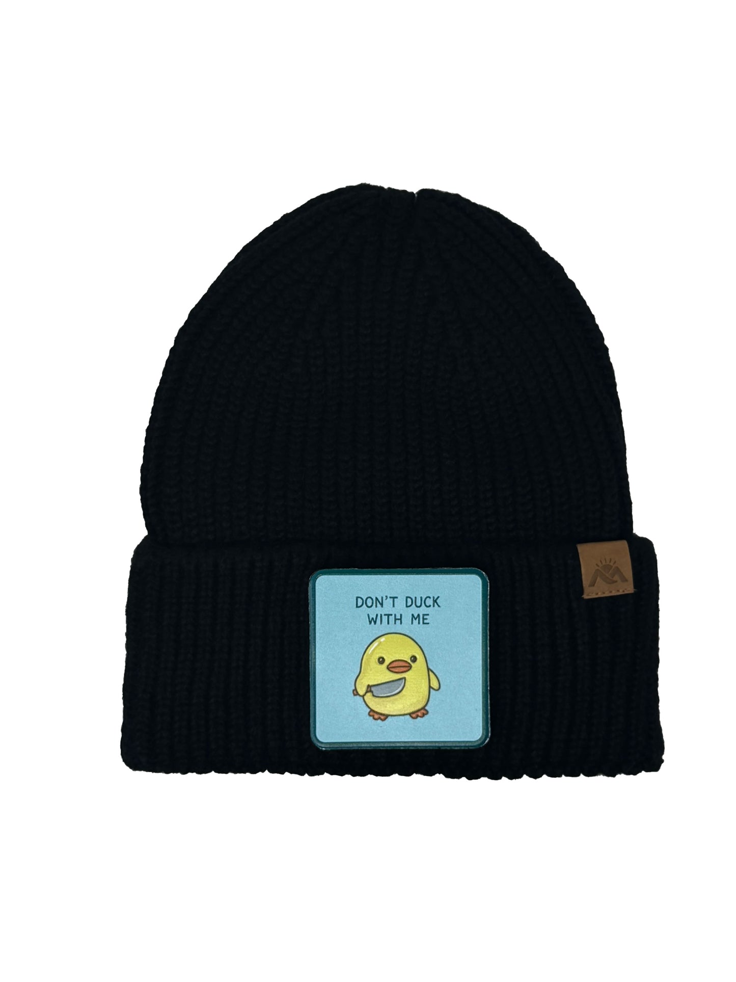 Don't Duck With Me | Embossed Removable Patch Beanie - Wool Blend, Soft, Warm, One Size Fits All