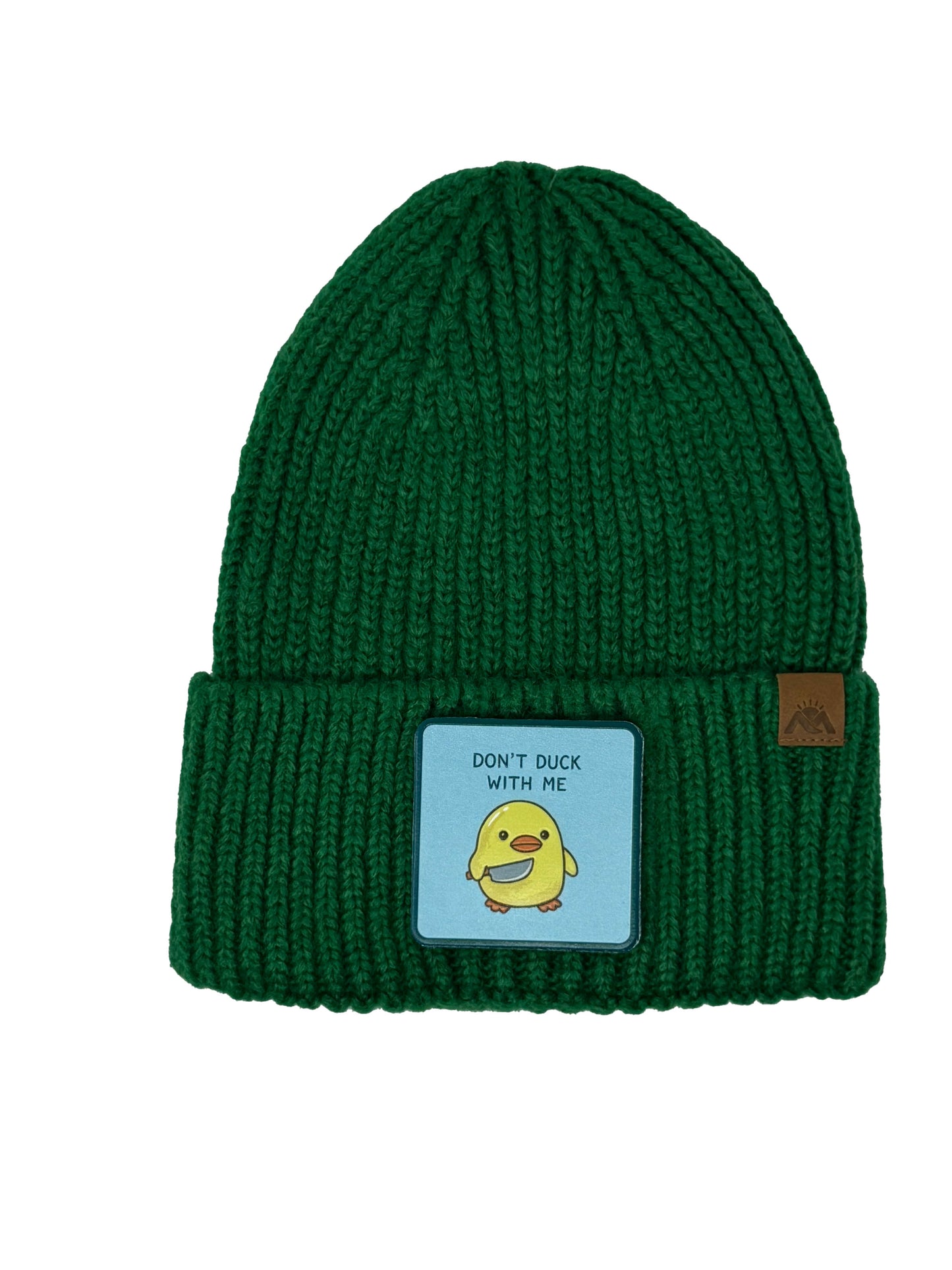 Don't Duck With Me | Embossed Removable Patch Beanie - Wool Blend, Soft, Warm, One Size Fits All