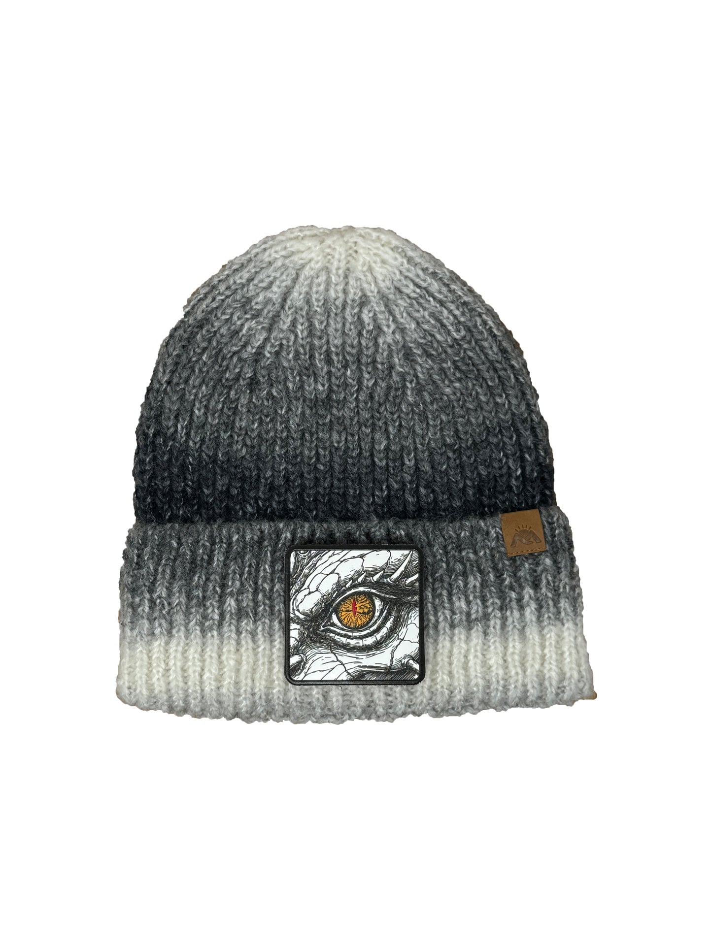 Dragon Eye | Embossed Removable Fantasy Patch Beanie - Wool Blend, Soft, Warm, One Size Fits All