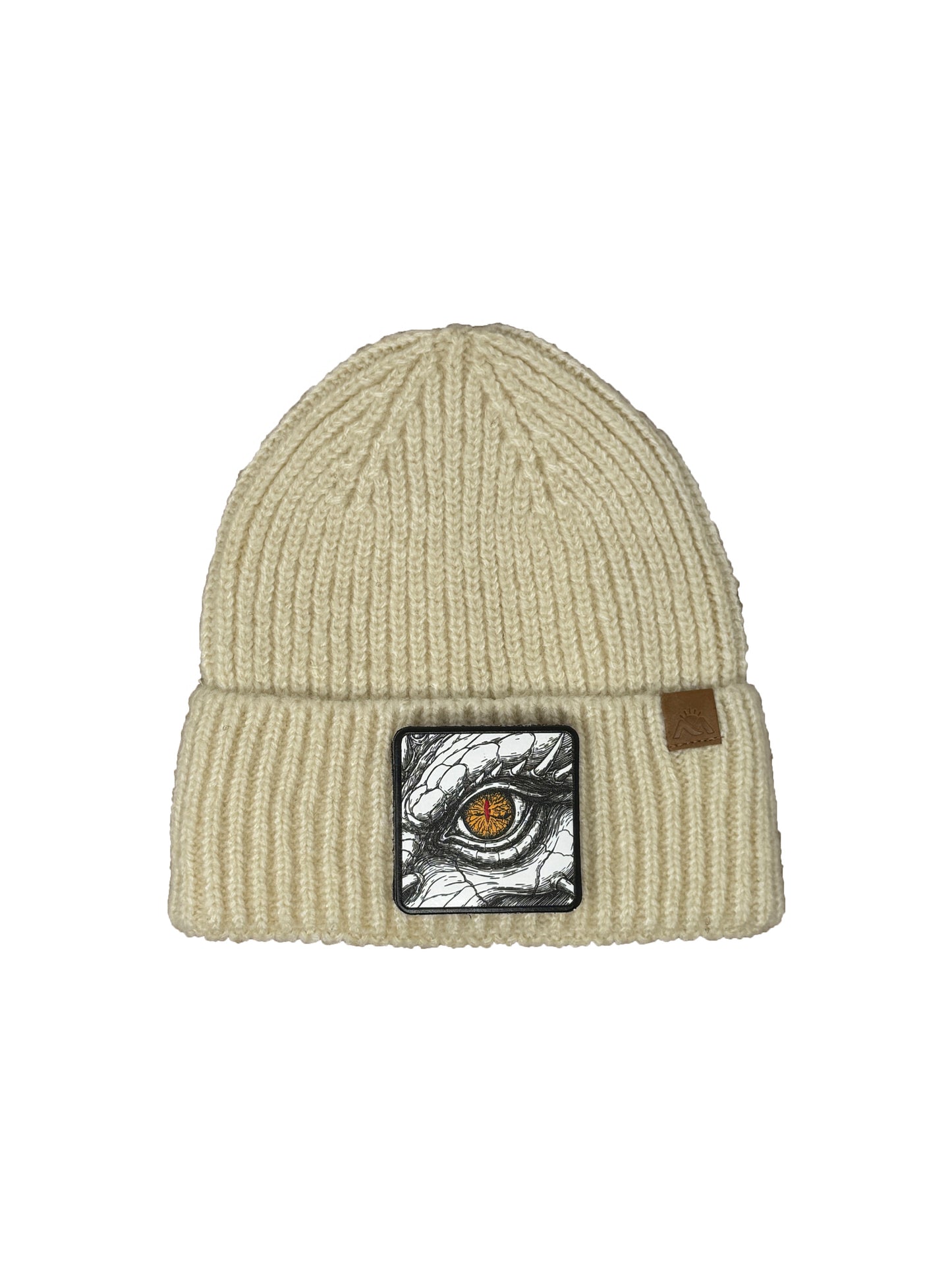 Dragon Eye | Embossed Removable Fantasy Patch Beanie - Wool Blend, Soft, Warm, One Size Fits All