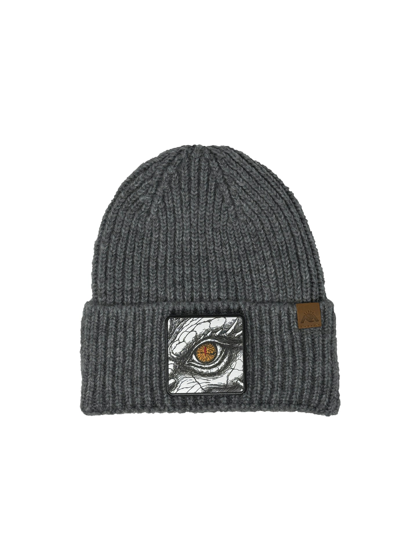 Dragon Eye | Embossed Removable Fantasy Patch Beanie - Wool Blend, Soft, Warm, One Size Fits All