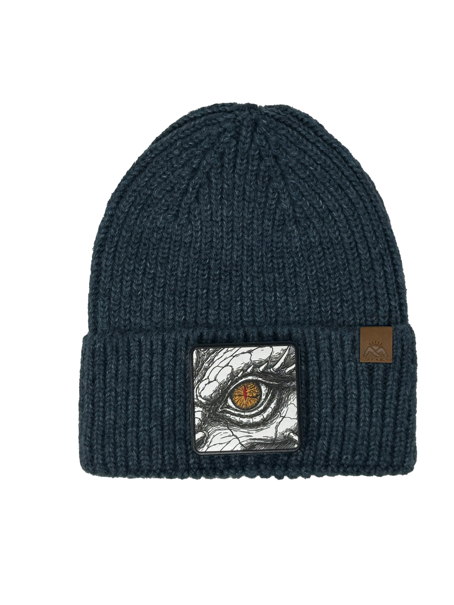 Dragon Eye | Embossed Removable Fantasy Patch Beanie - Wool Blend, Soft, Warm, One Size Fits All