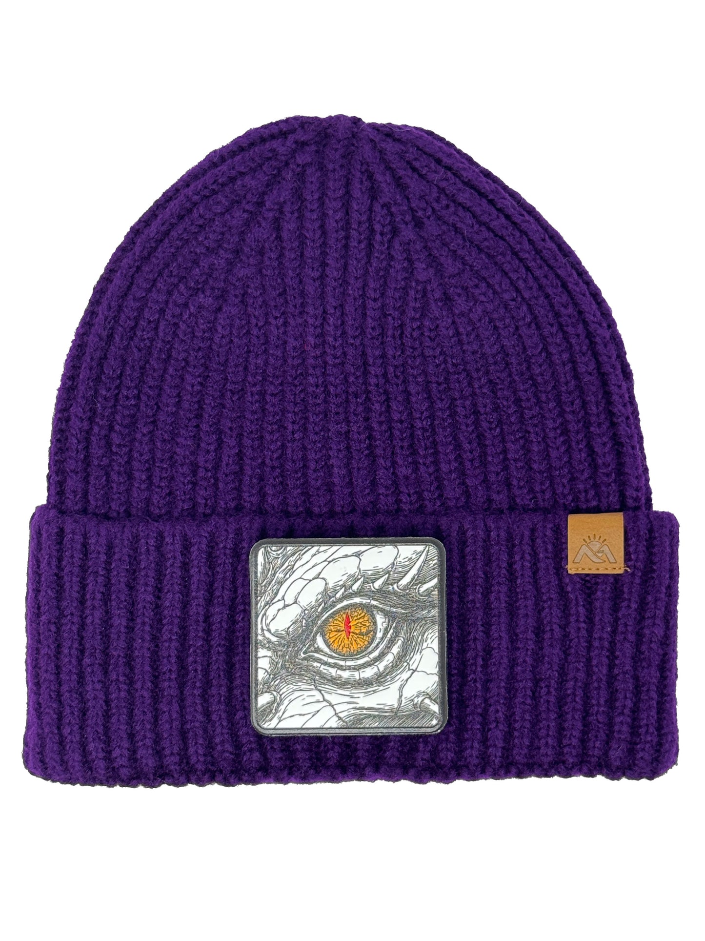 Dragon Eye | Embossed Removable Fantasy Patch Beanie - Wool Blend, Soft, Warm, One Size Fits All
