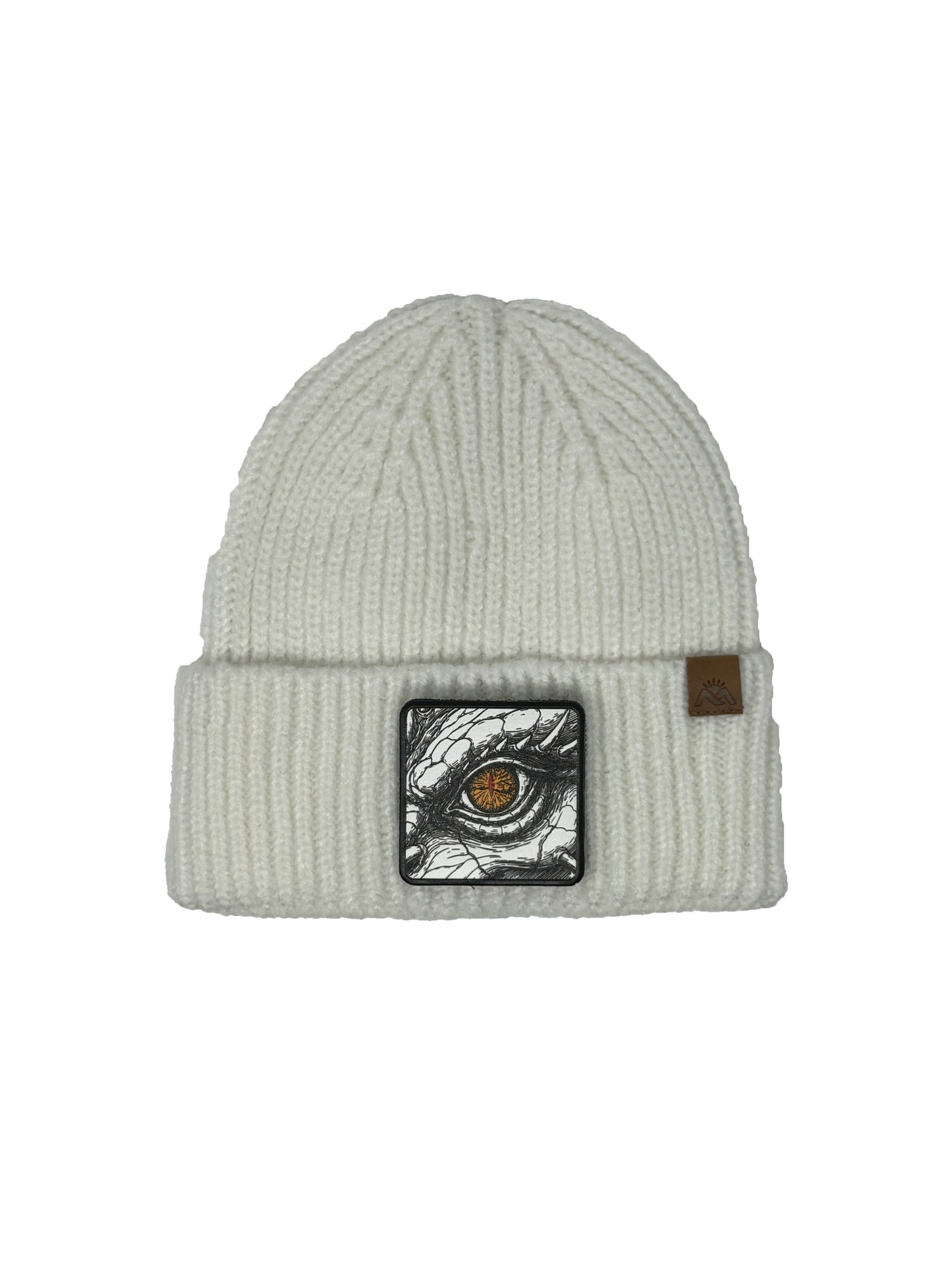 Dragon Eye | Embossed Removable Fantasy Patch Beanie - Wool Blend, Soft, Warm, One Size Fits All