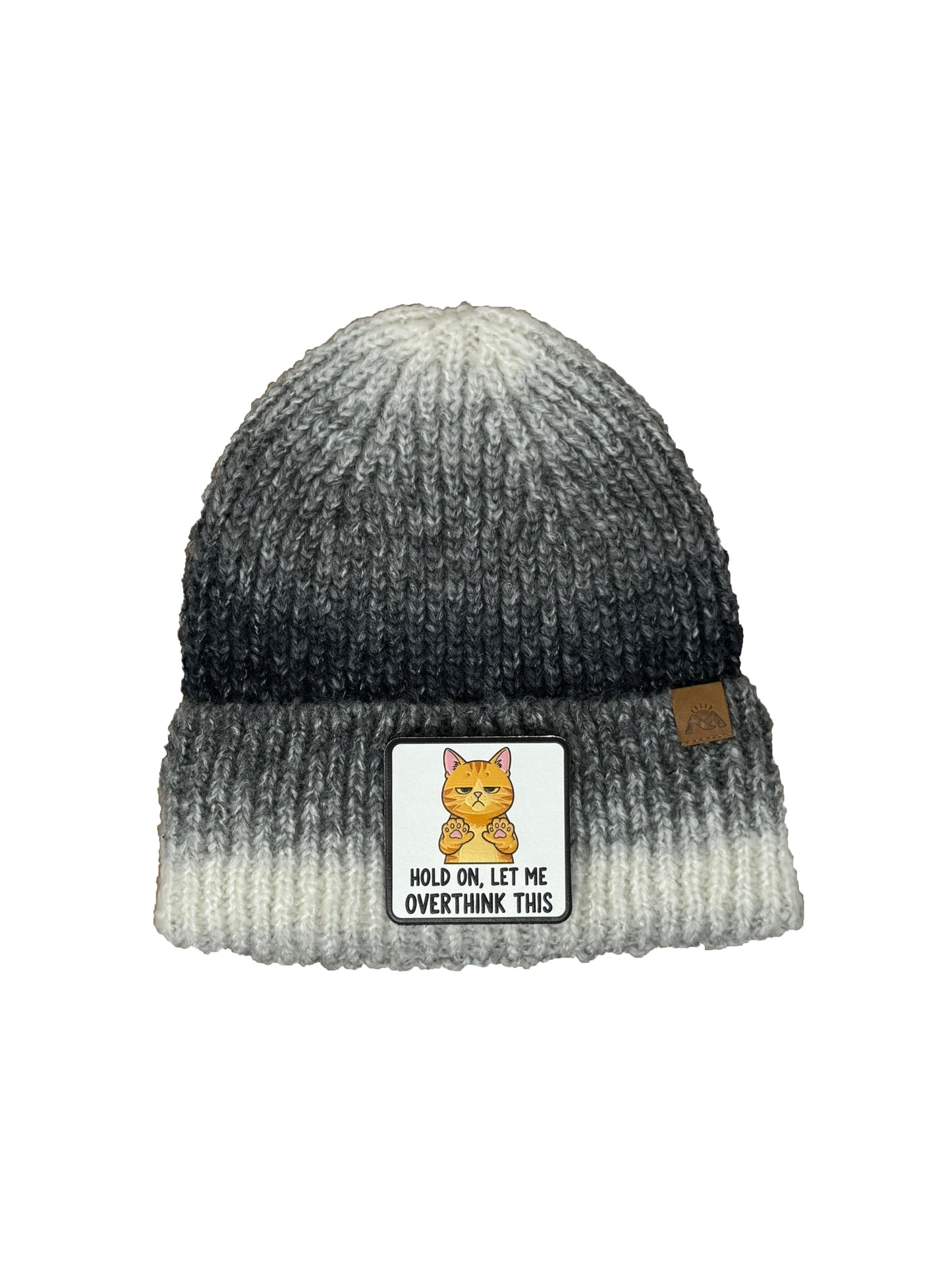 Let me Overthink | Embossed Removable Patch Beanie - Wool Blend, Soft, Warm, One Size Fits All