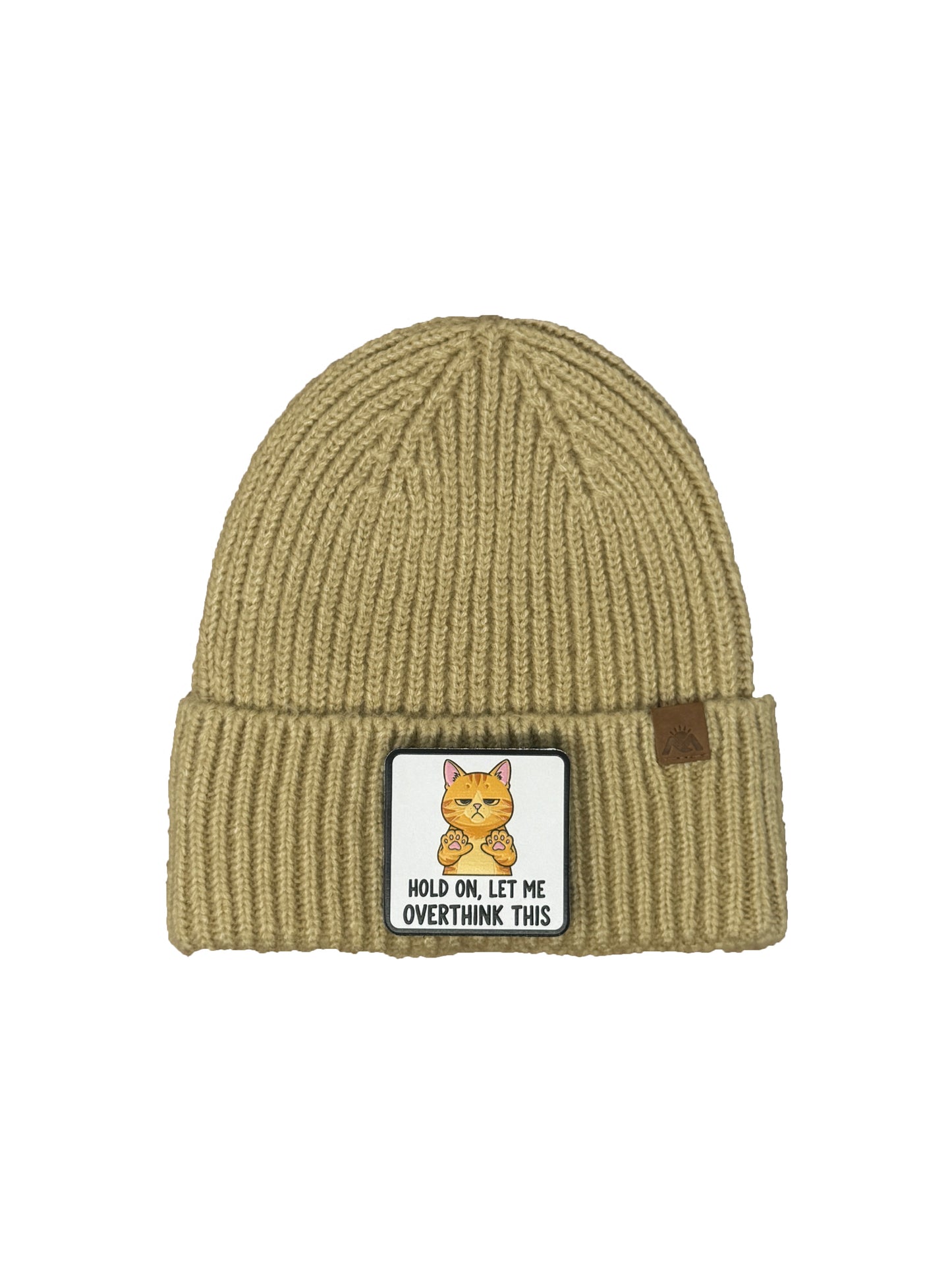 Let me Overthink | Embossed Removable Patch Beanie - Wool Blend, Soft, Warm, One Size Fits All