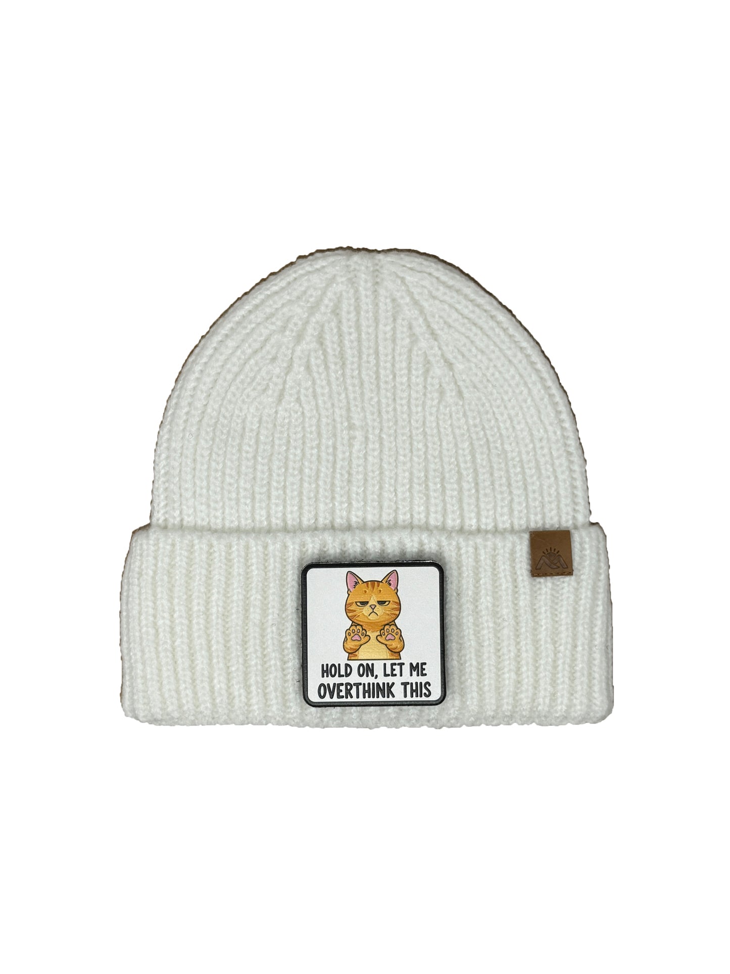 Let me Overthink | Embossed Removable Patch Beanie - Wool Blend, Soft, Warm, One Size Fits All