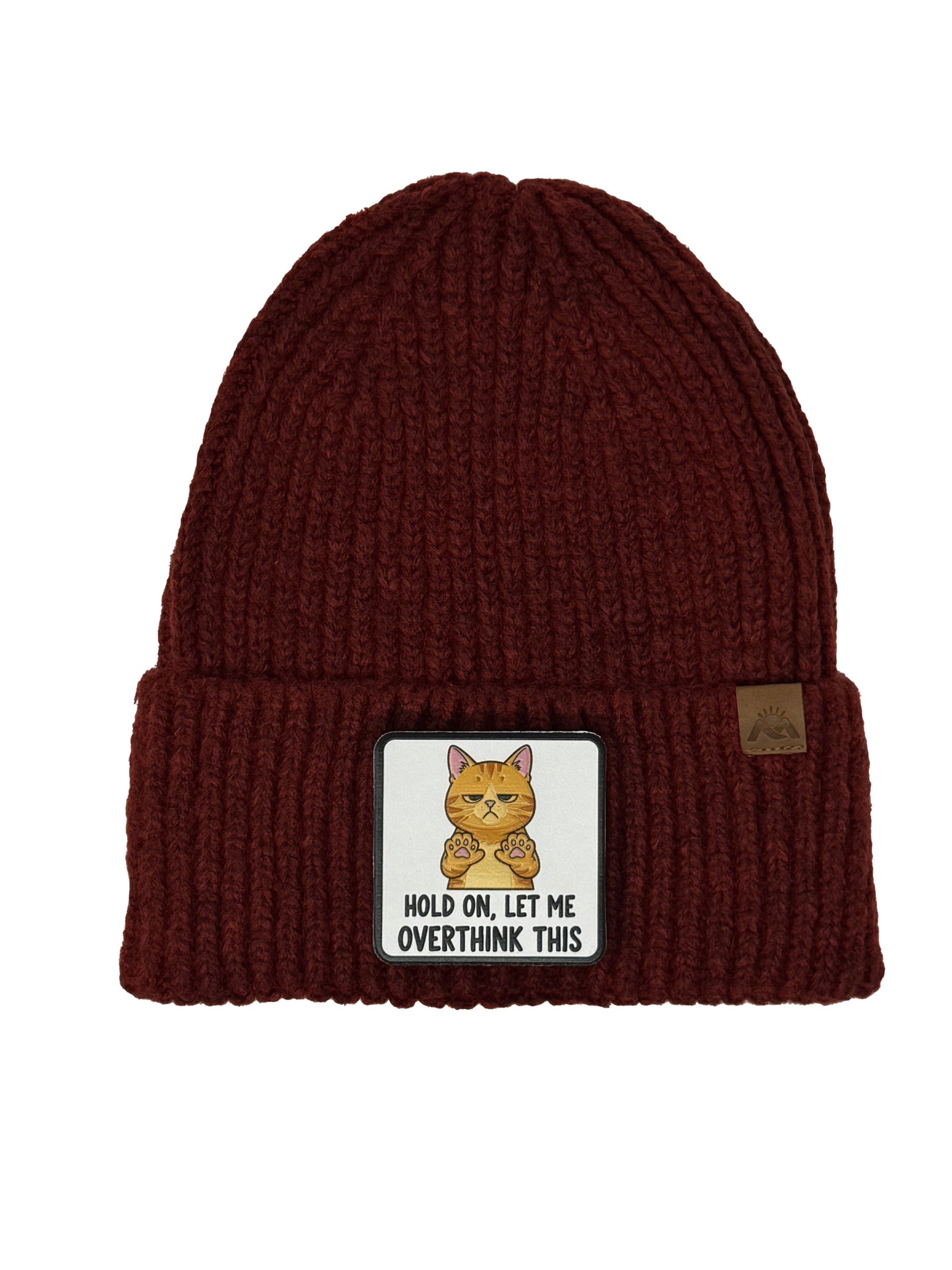 Let me Overthink | Embossed Removable Patch Beanie - Wool Blend, Soft, Warm, One Size Fits All