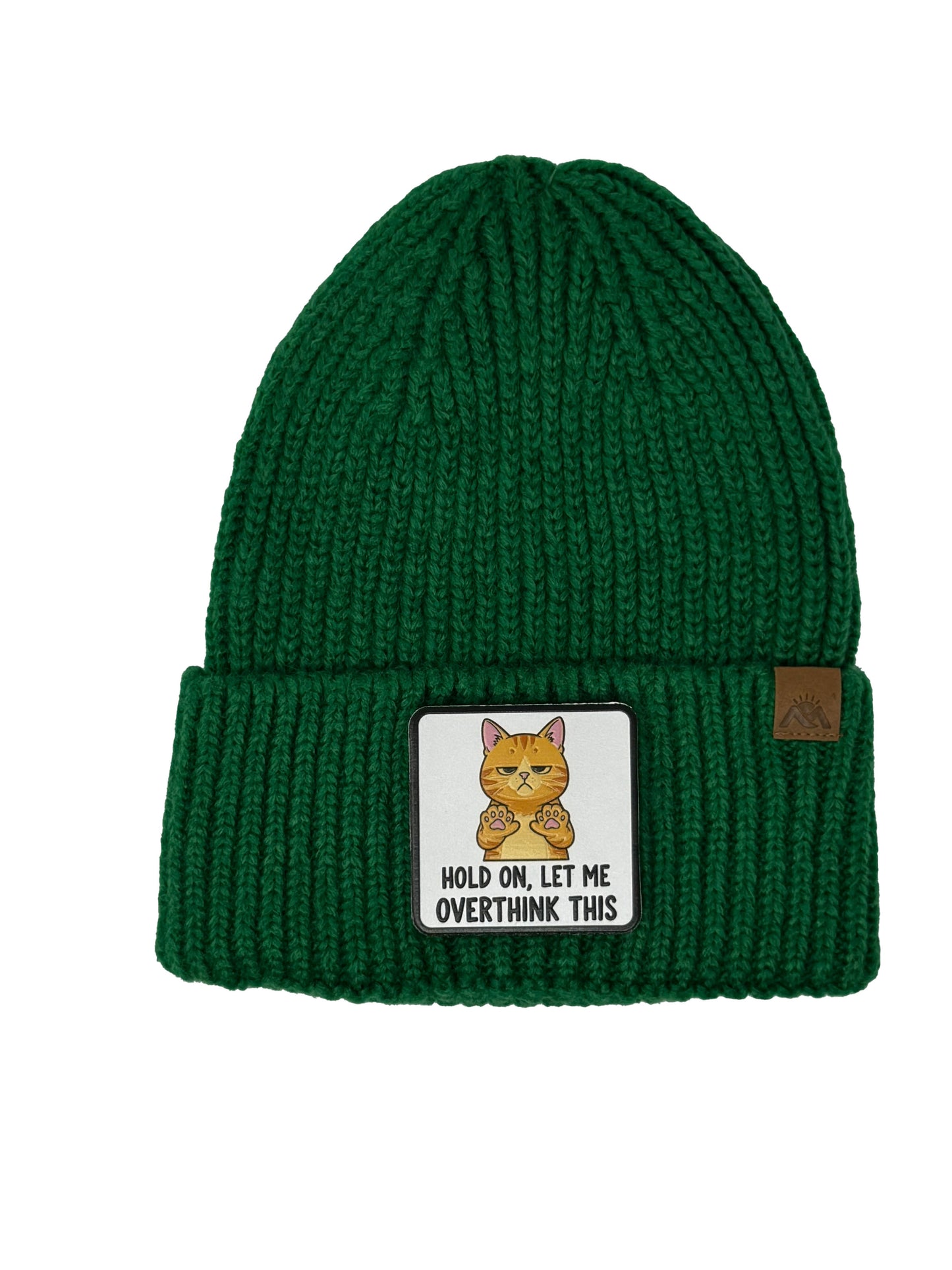 Let me Overthink | Embossed Removable Patch Beanie - Wool Blend, Soft, Warm, One Size Fits All