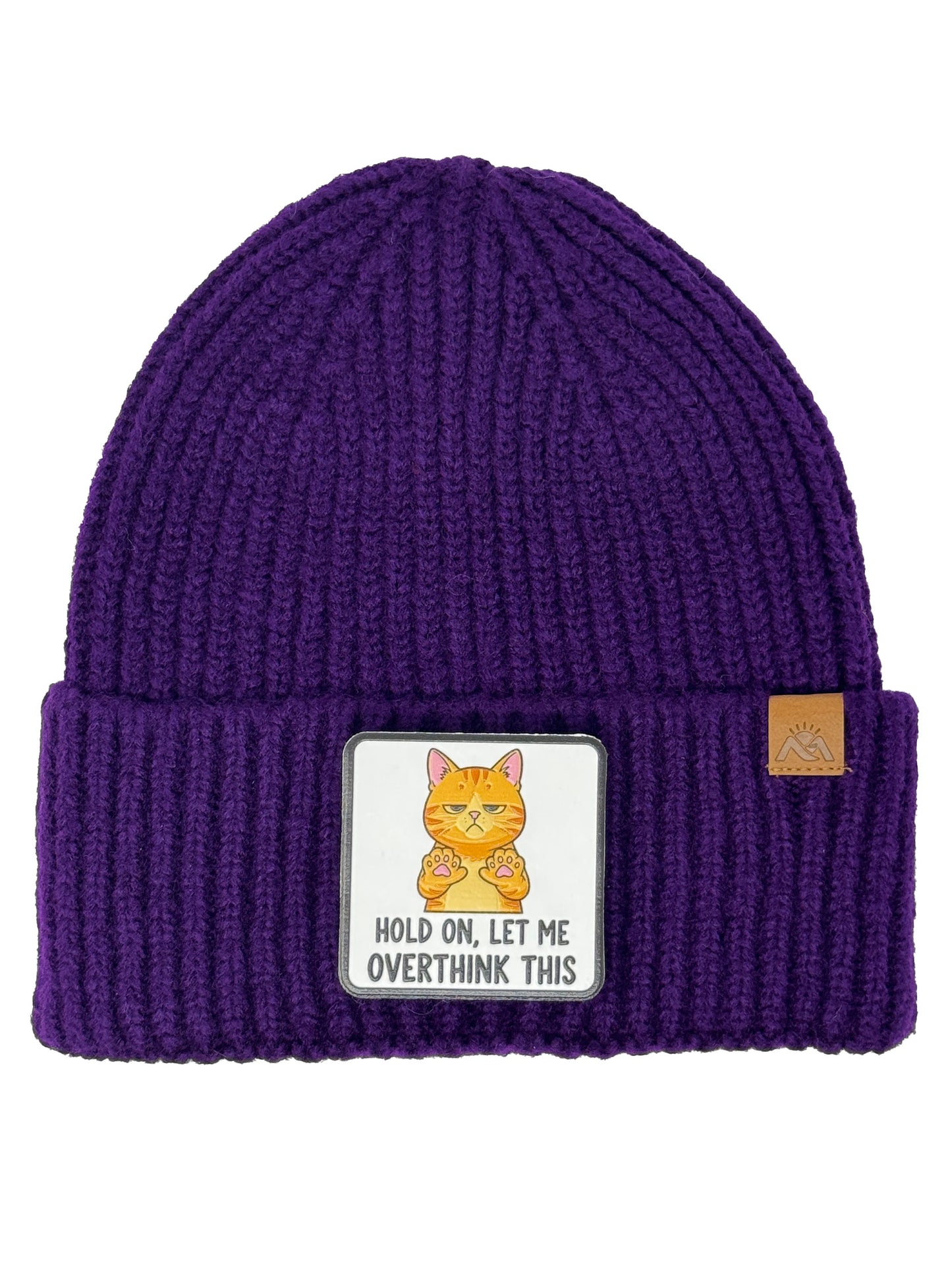 Let me Overthink | Embossed Removable Patch Beanie - Wool Blend, Soft, Warm, One Size Fits All