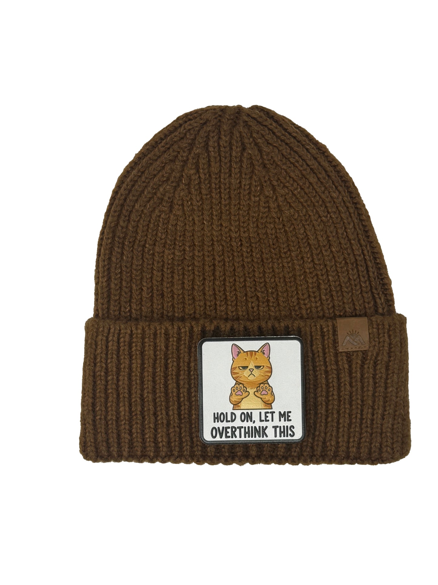 Let me Overthink | Embossed Removable Patch Beanie - Wool Blend, Soft, Warm, One Size Fits All