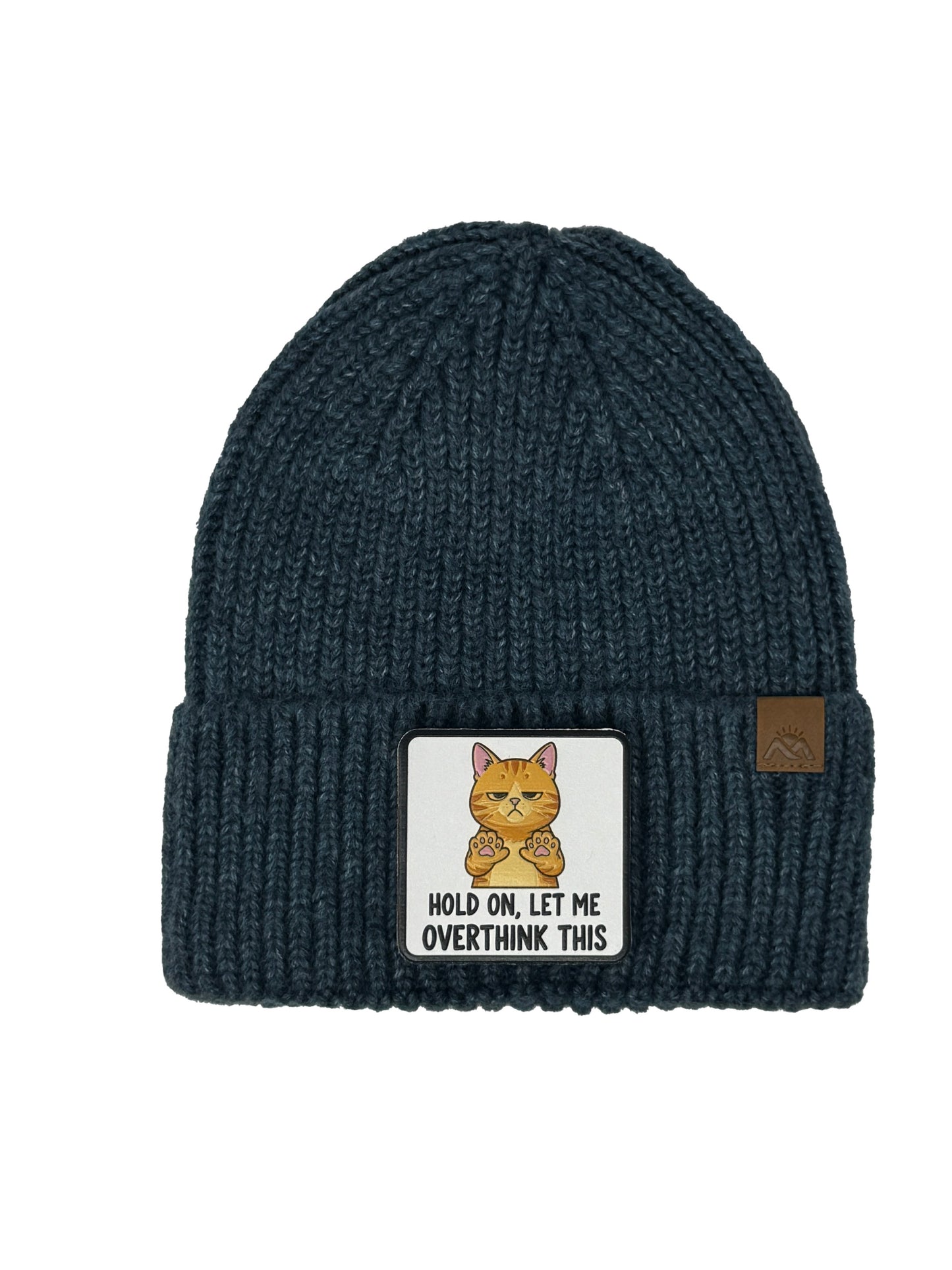 Let me Overthink | Embossed Removable Patch Beanie - Wool Blend, Soft, Warm, One Size Fits All