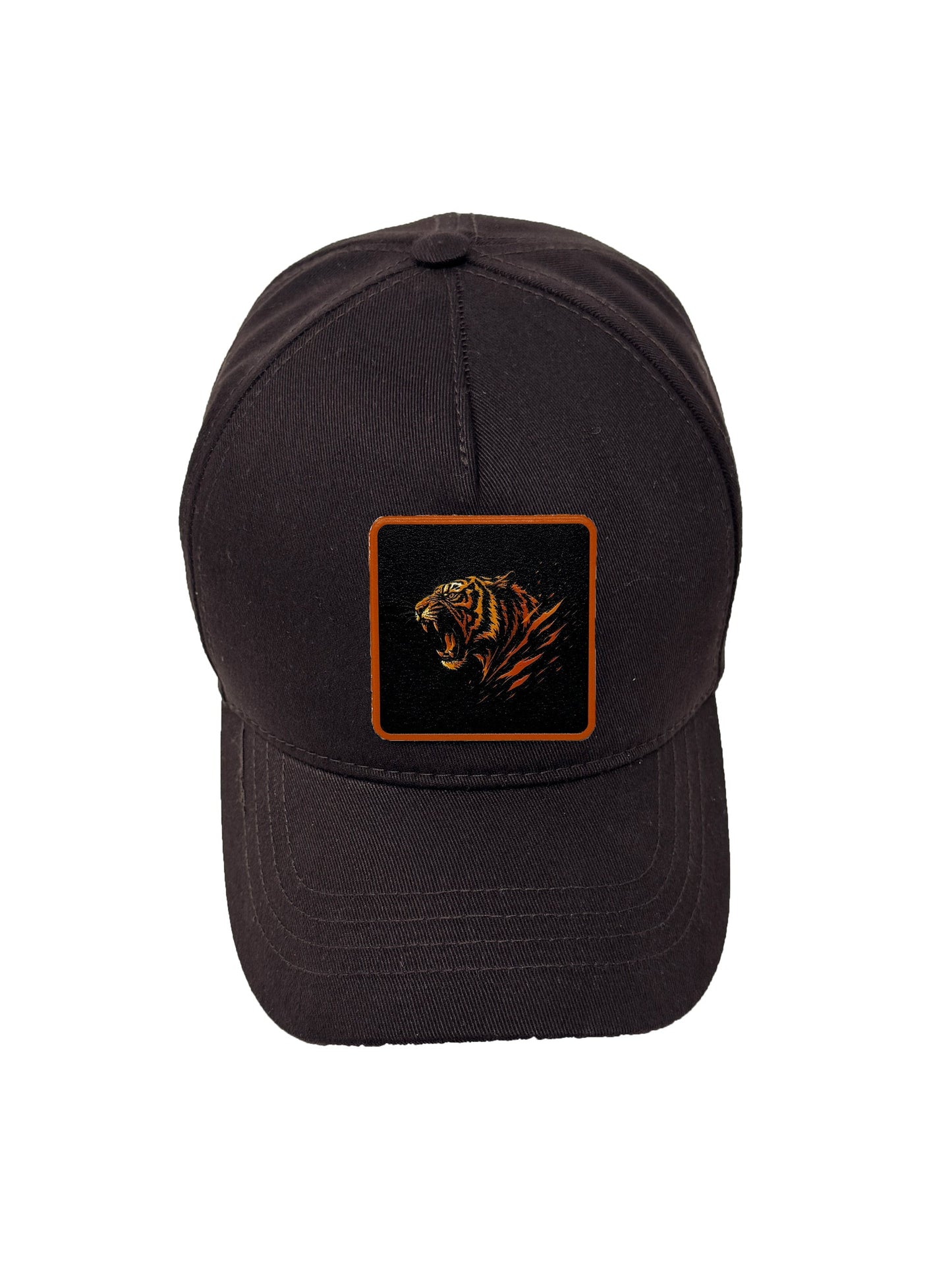 Roaring Tiger | Embossed Removable Patch 5 Panel Baseball Hat – %100 Cotton, Adjustable Strapback, Curved Bill , One Size Fits Most