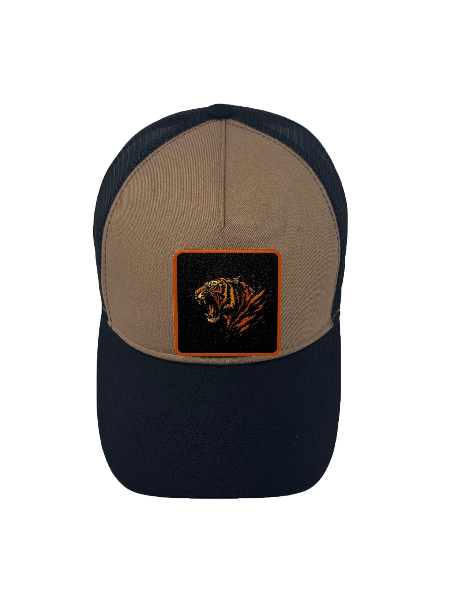 Roaring Tiger | Embossed Removable Patch Trucker Hat – Adjustable Snapback, Breathable Mesh, One Size Fits Most
