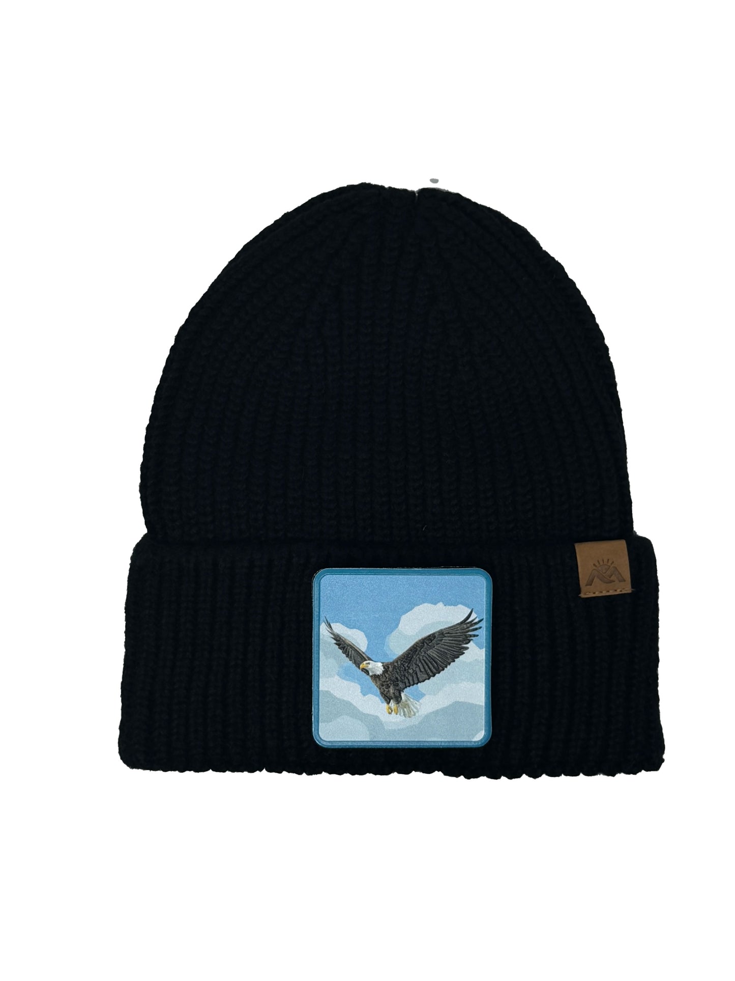 Sky Hunter | Embossed Removable Patch Beanie - Wool Blend, Soft, Warm, One Size Fits All