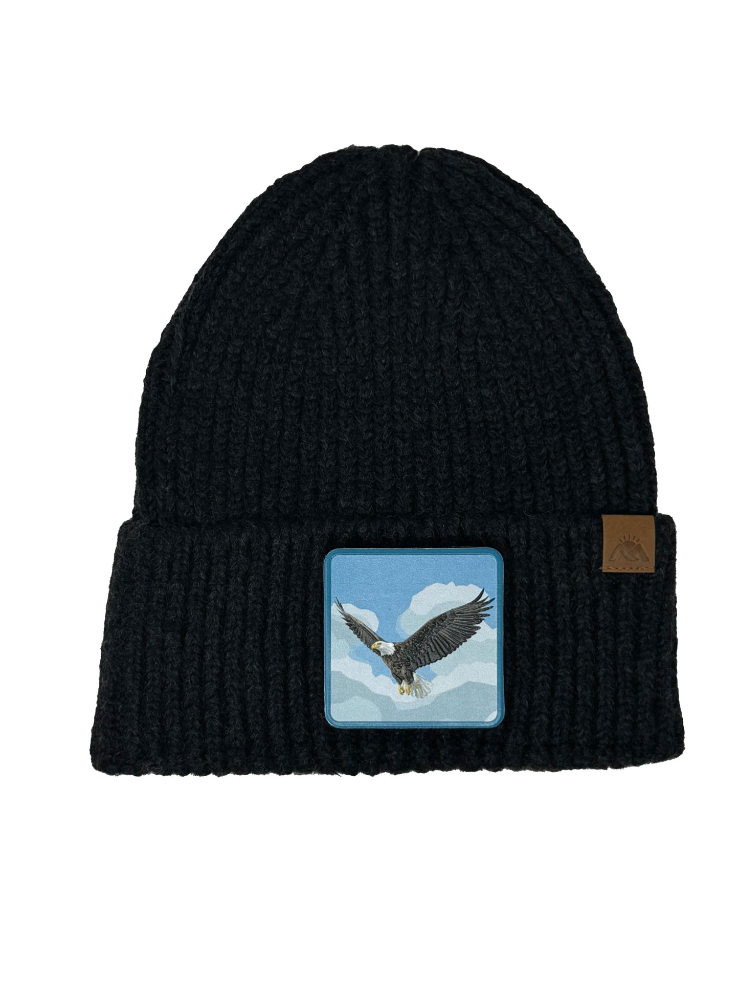 Sky Hunter | Embossed Removable Patch Beanie - Wool Blend, Soft, Warm, One Size Fits All