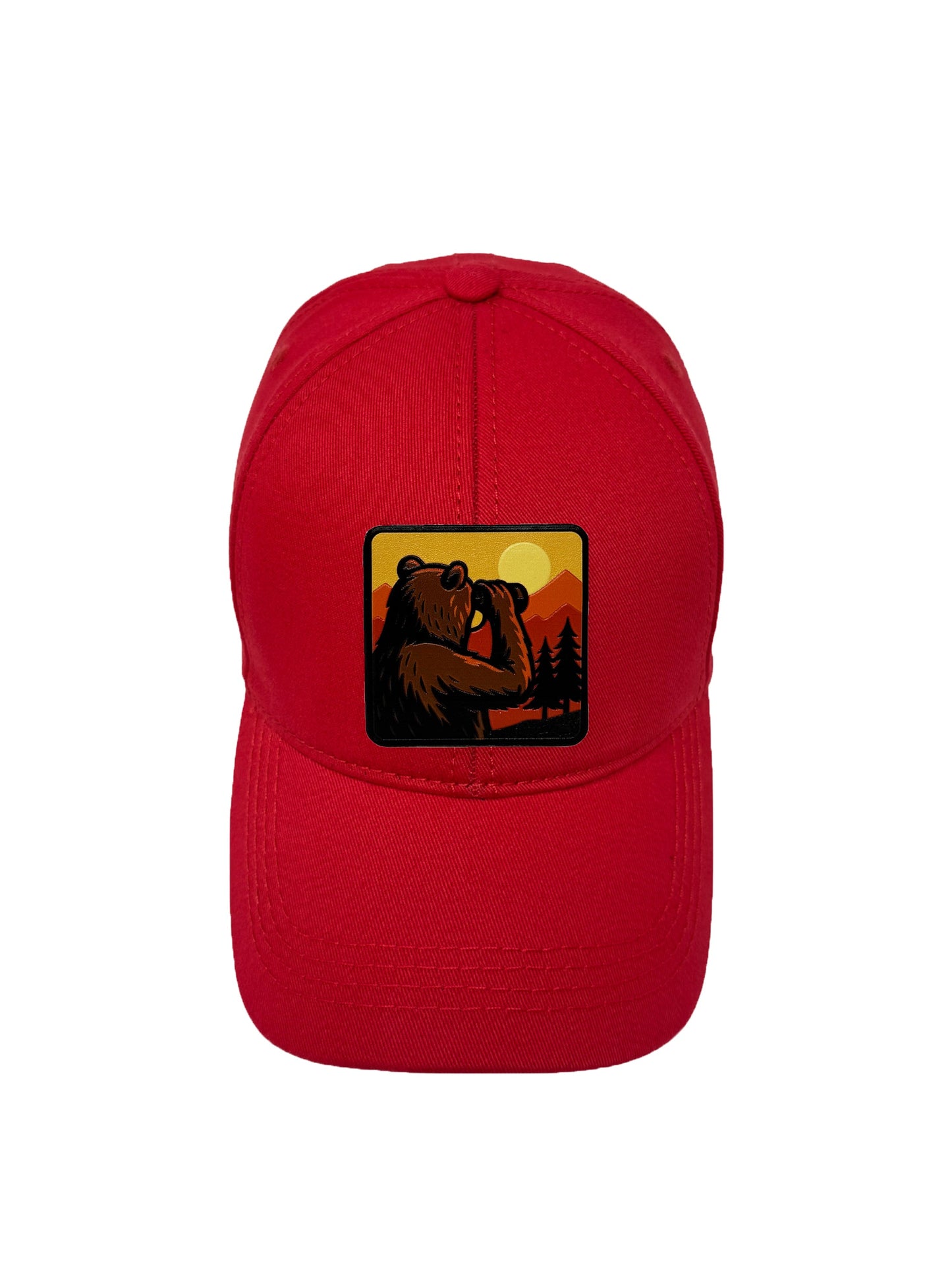 Wilderness Watcher | Embossed Removable Patch 6 Panel Baseball Hat – %100 Cotton, Adjustable Strapback, Curved Bill , One Size Fits Most