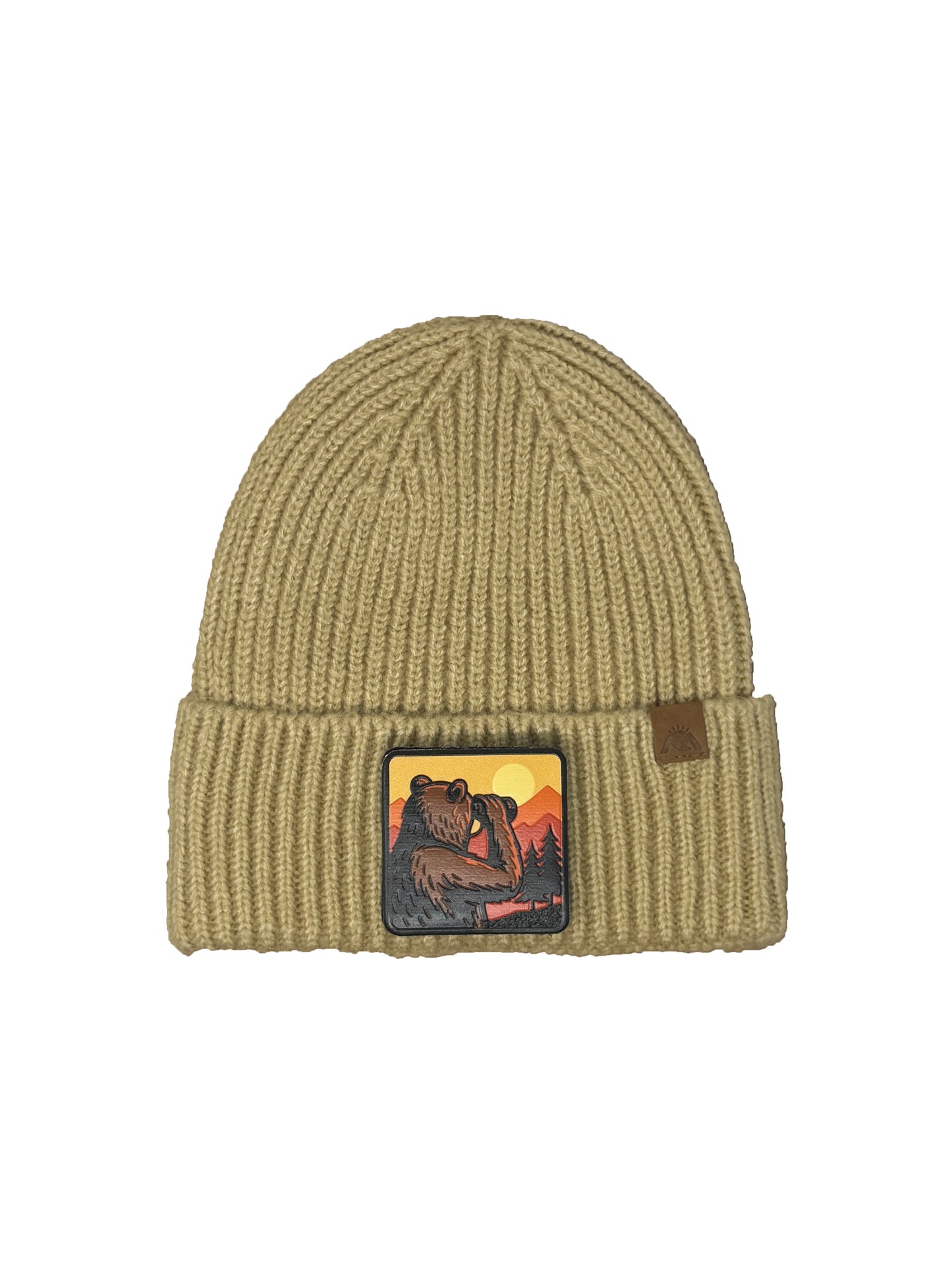 Wilderness Watcher | Embossed Removable Patch Beanie - Wool Blend, Soft, Warm, One Size Fits All