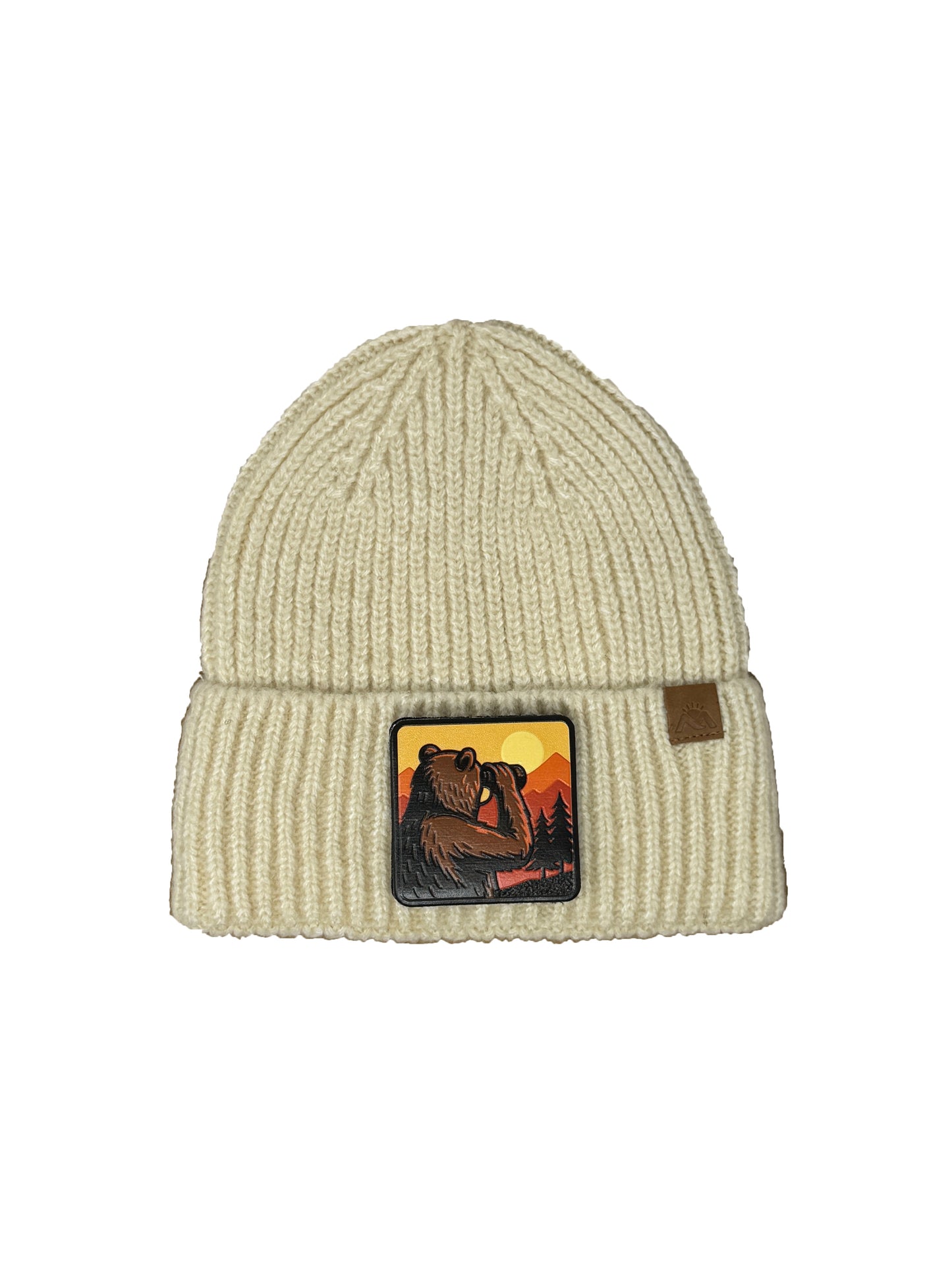 Wilderness Watcher | Embossed Removable Patch Beanie - Wool Blend, Soft, Warm, One Size Fits All