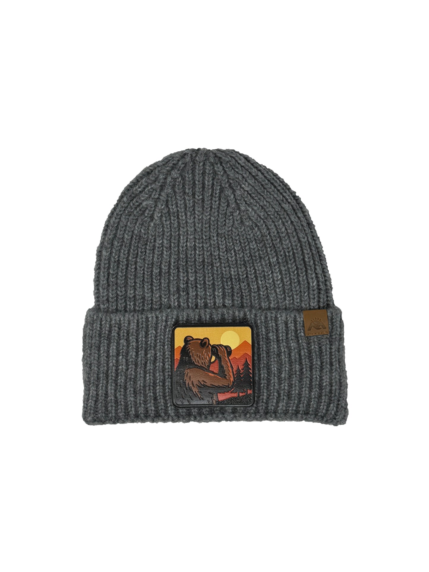 Wilderness Watcher | Embossed Removable Patch Beanie - Wool Blend, Soft, Warm, One Size Fits All