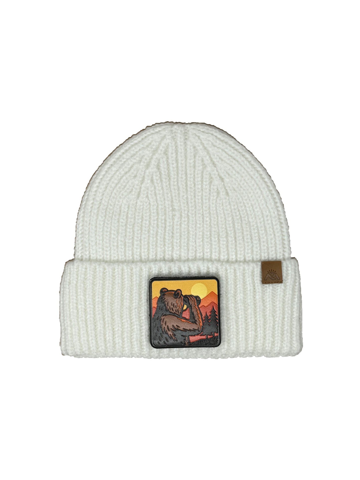 Wilderness Watcher | Embossed Removable Patch Beanie - Wool Blend, Soft, Warm, One Size Fits All