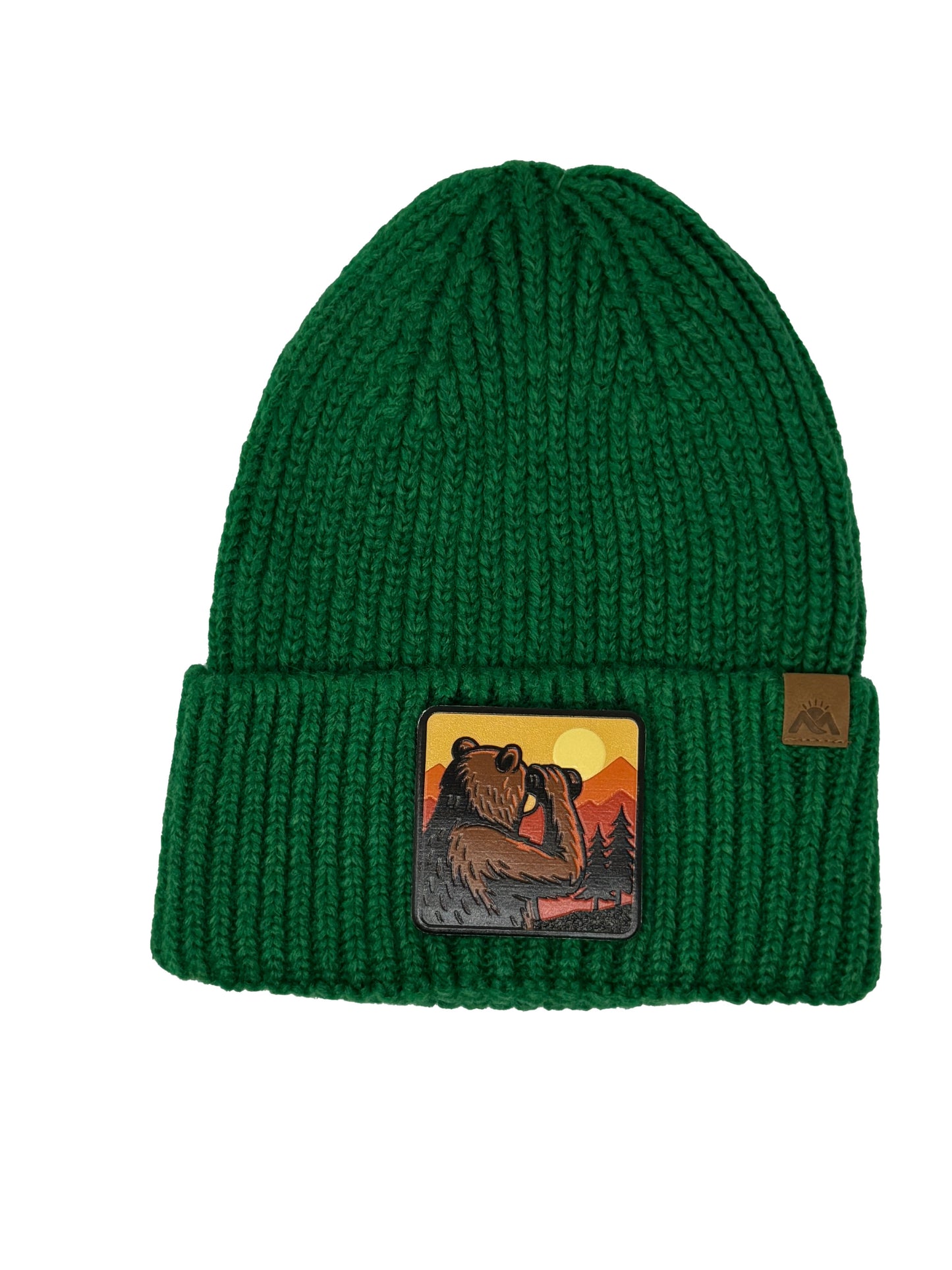 Wilderness Watcher | Embossed Removable Patch Beanie - Wool Blend, Soft, Warm, One Size Fits All