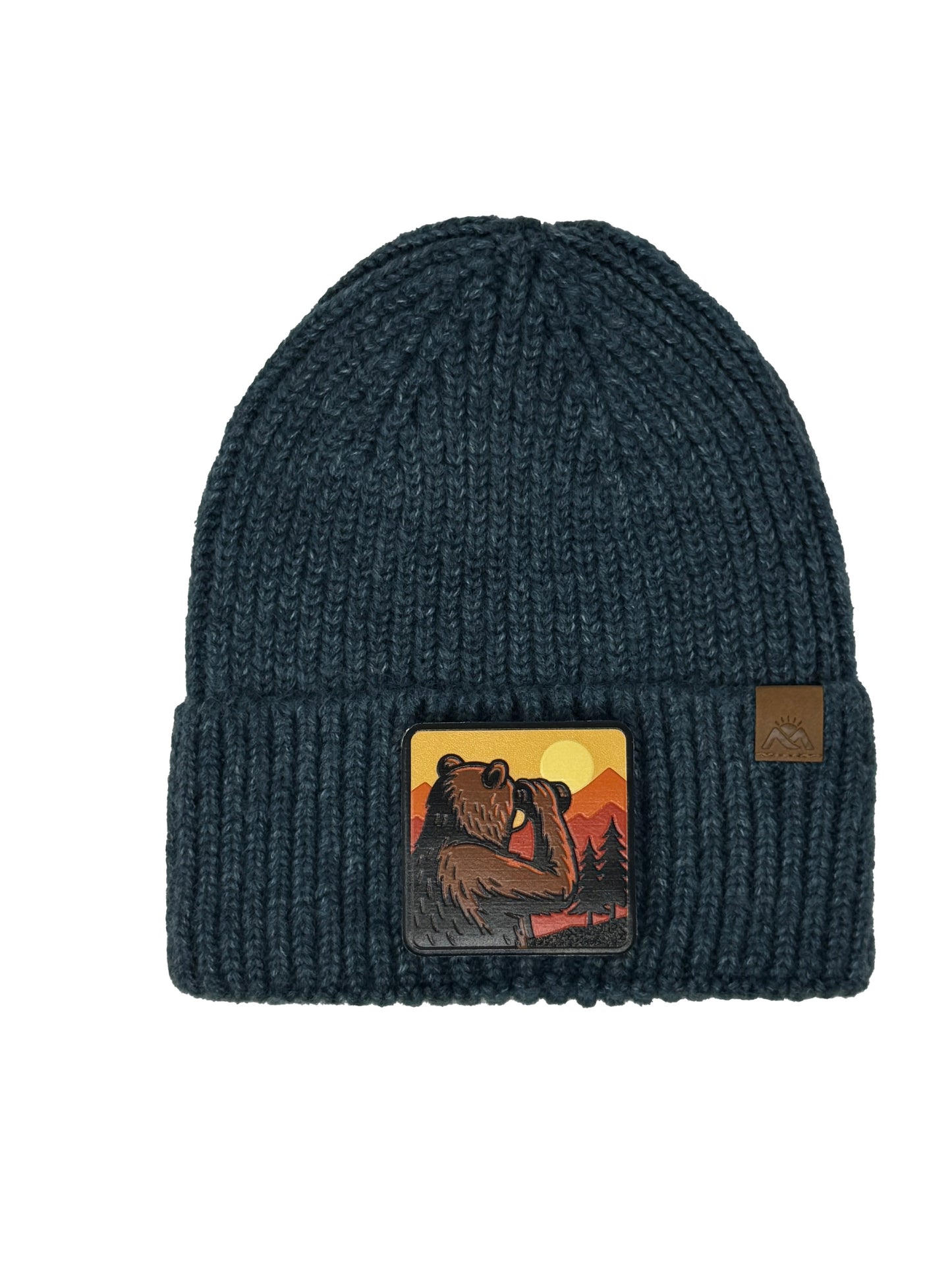 Wilderness Watcher | Embossed Removable Patch Beanie - Wool Blend, Soft, Warm, One Size Fits All