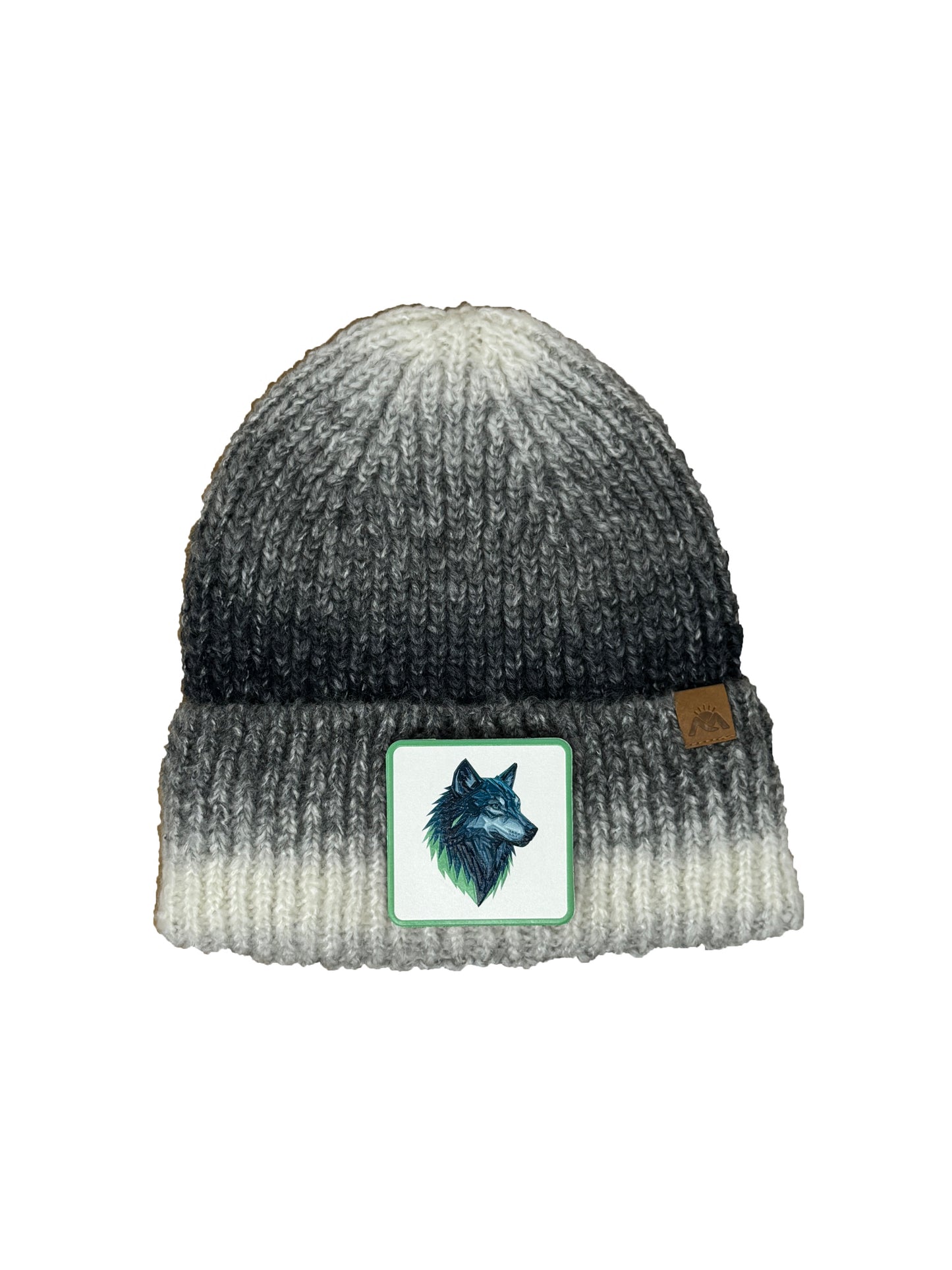Wolf Instinct | Embossed Removable Patch Beanie - Wool Blend, Soft, Warm, One Size Fits All