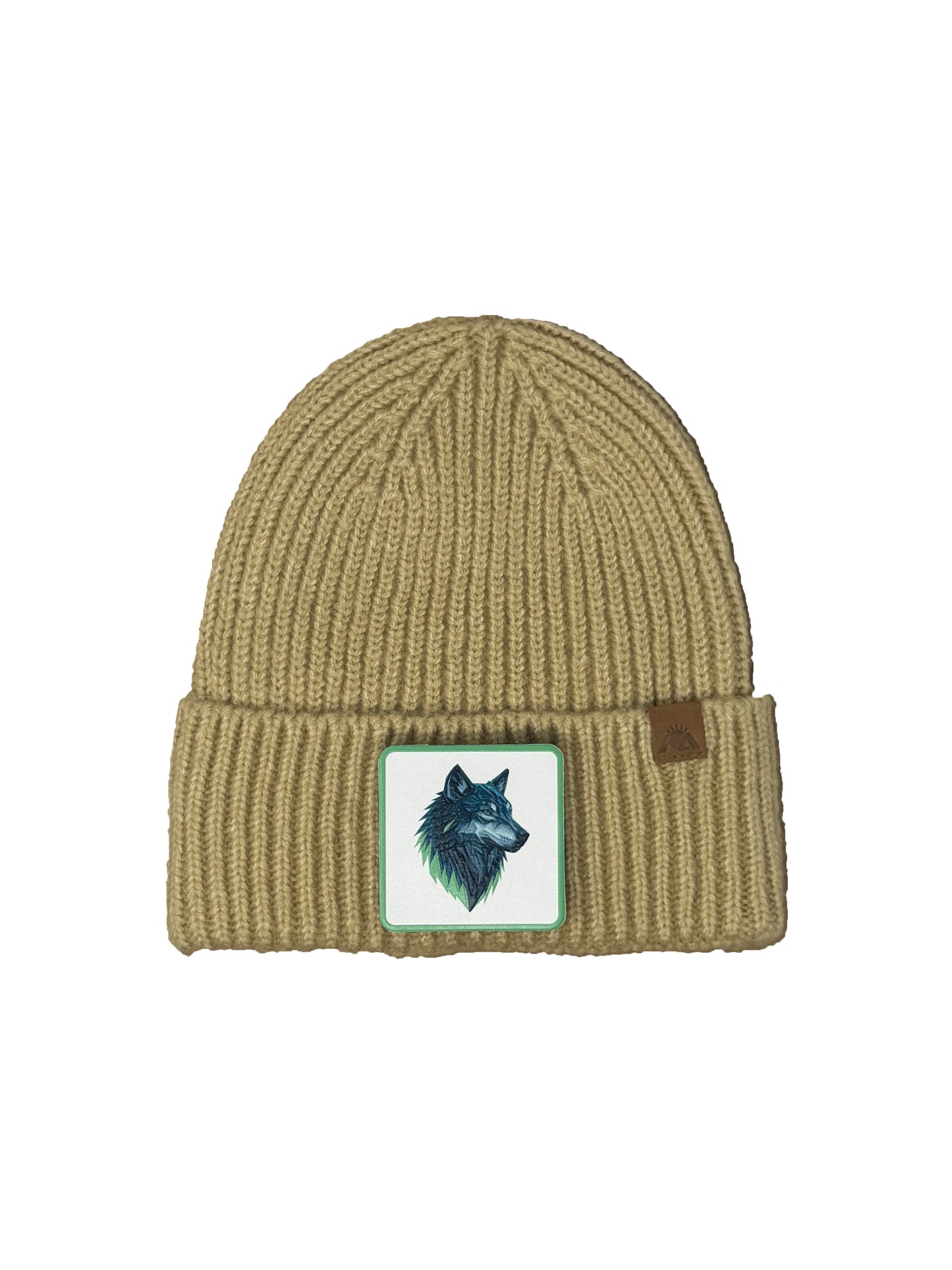Wolf Instinct | Embossed Removable Patch Beanie - Wool Blend, Soft, Warm, One Size Fits All