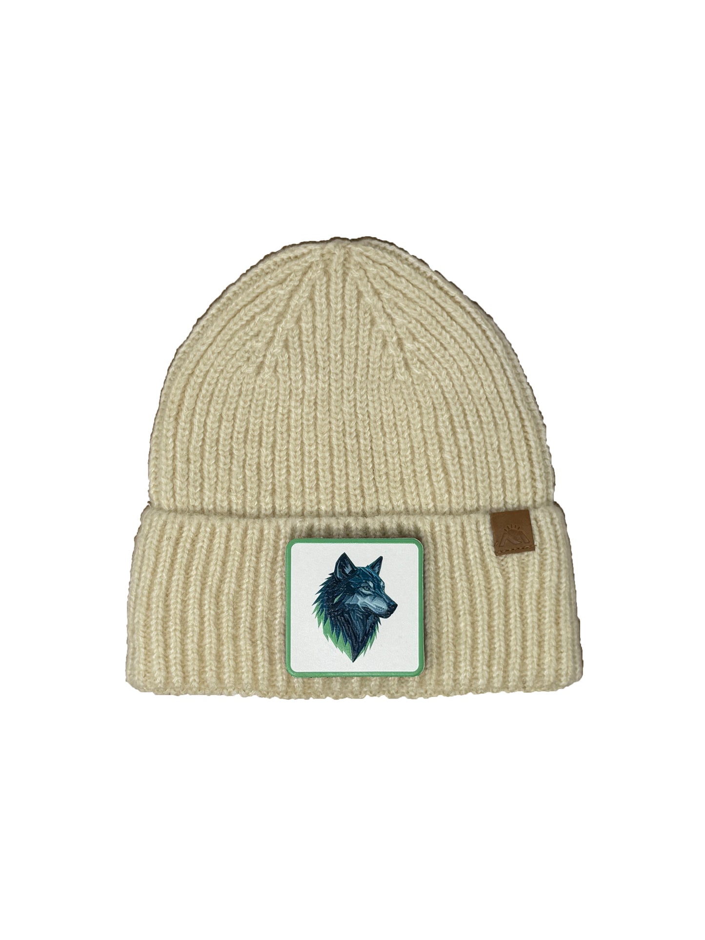 Wolf Instinct | Embossed Removable Patch Beanie - Wool Blend, Soft, Warm, One Size Fits All