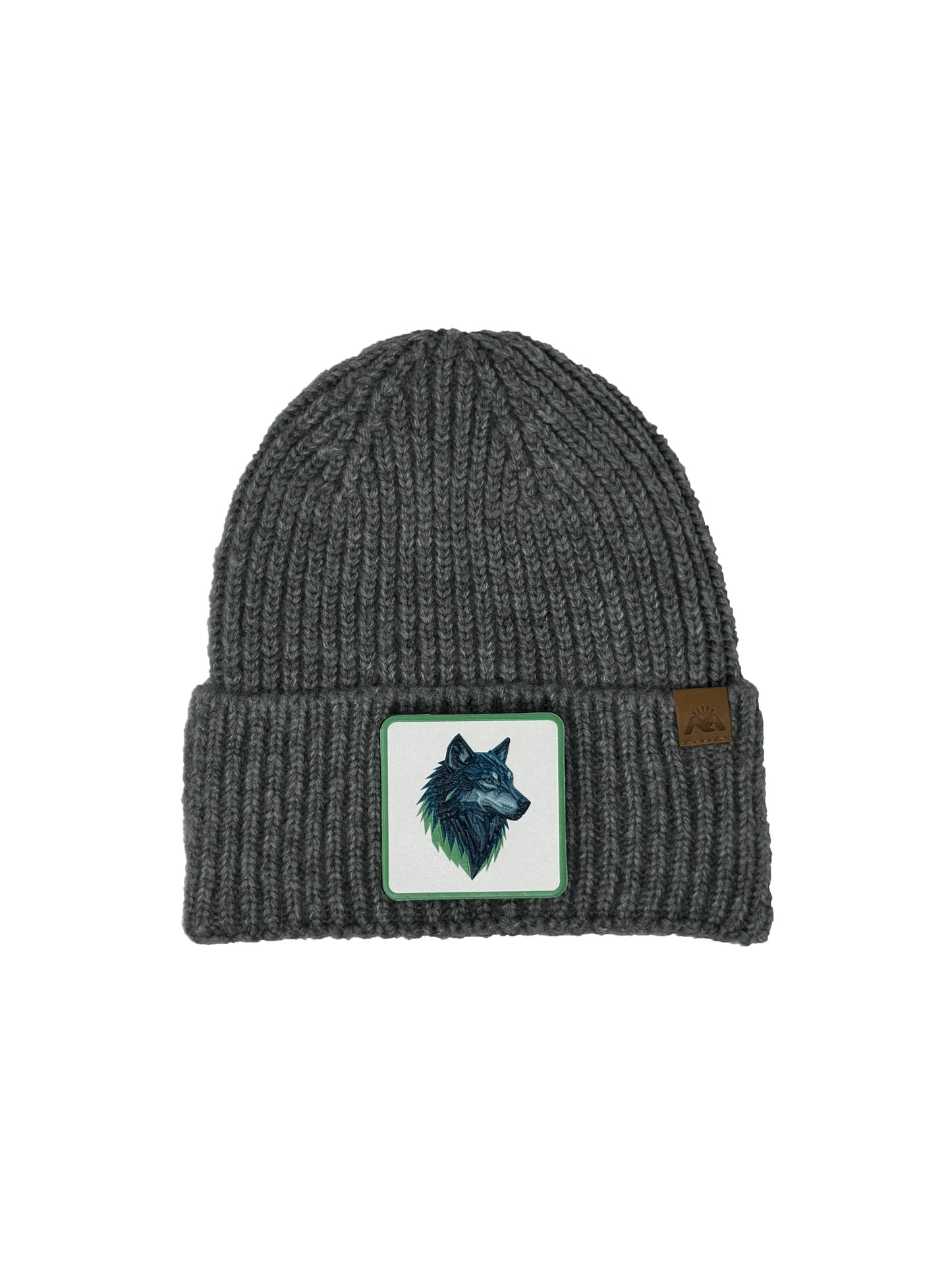 Wolf Instinct | Embossed Removable Patch Beanie - Wool Blend, Soft, Warm, One Size Fits All