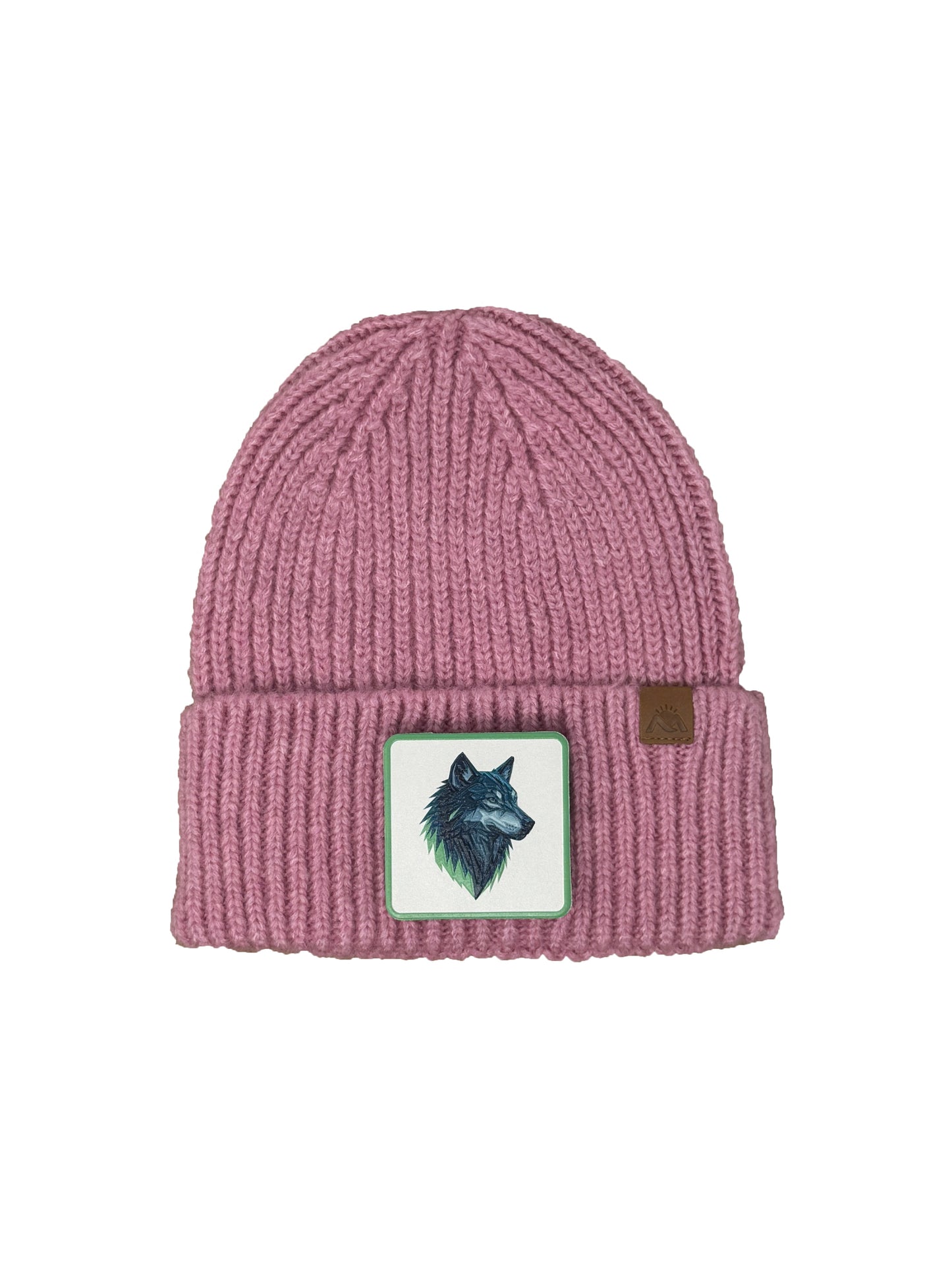 Wolf Instinct | Embossed Removable Patch Beanie - Wool Blend, Soft, Warm, One Size Fits All